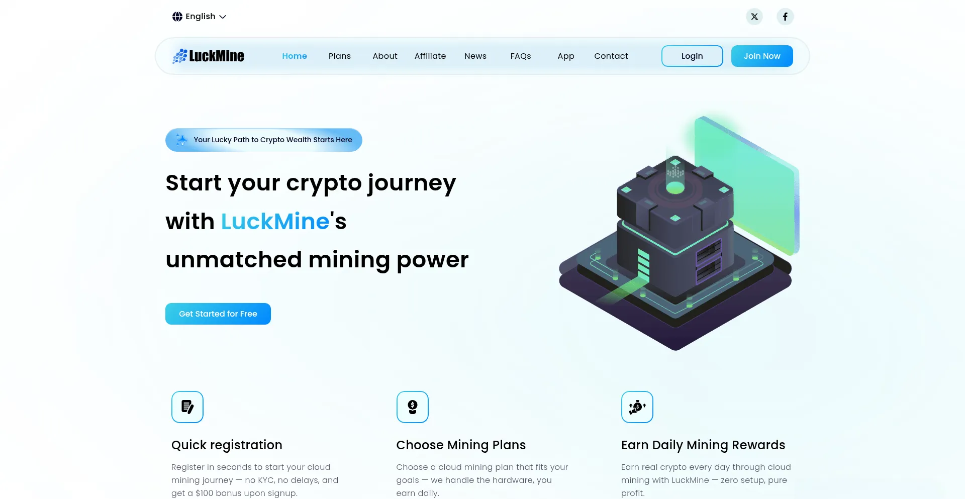 Website screenshot of Luckmine.net
