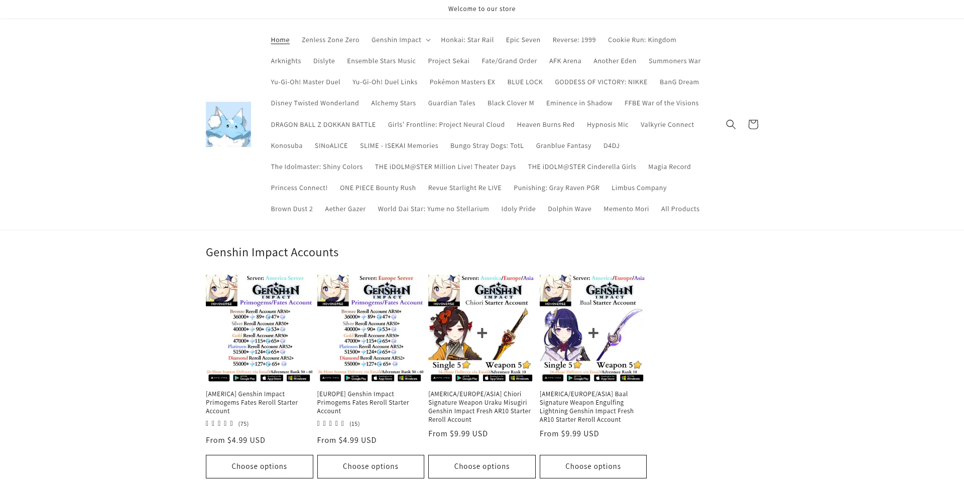Website screenshot of Luckyreroll.com