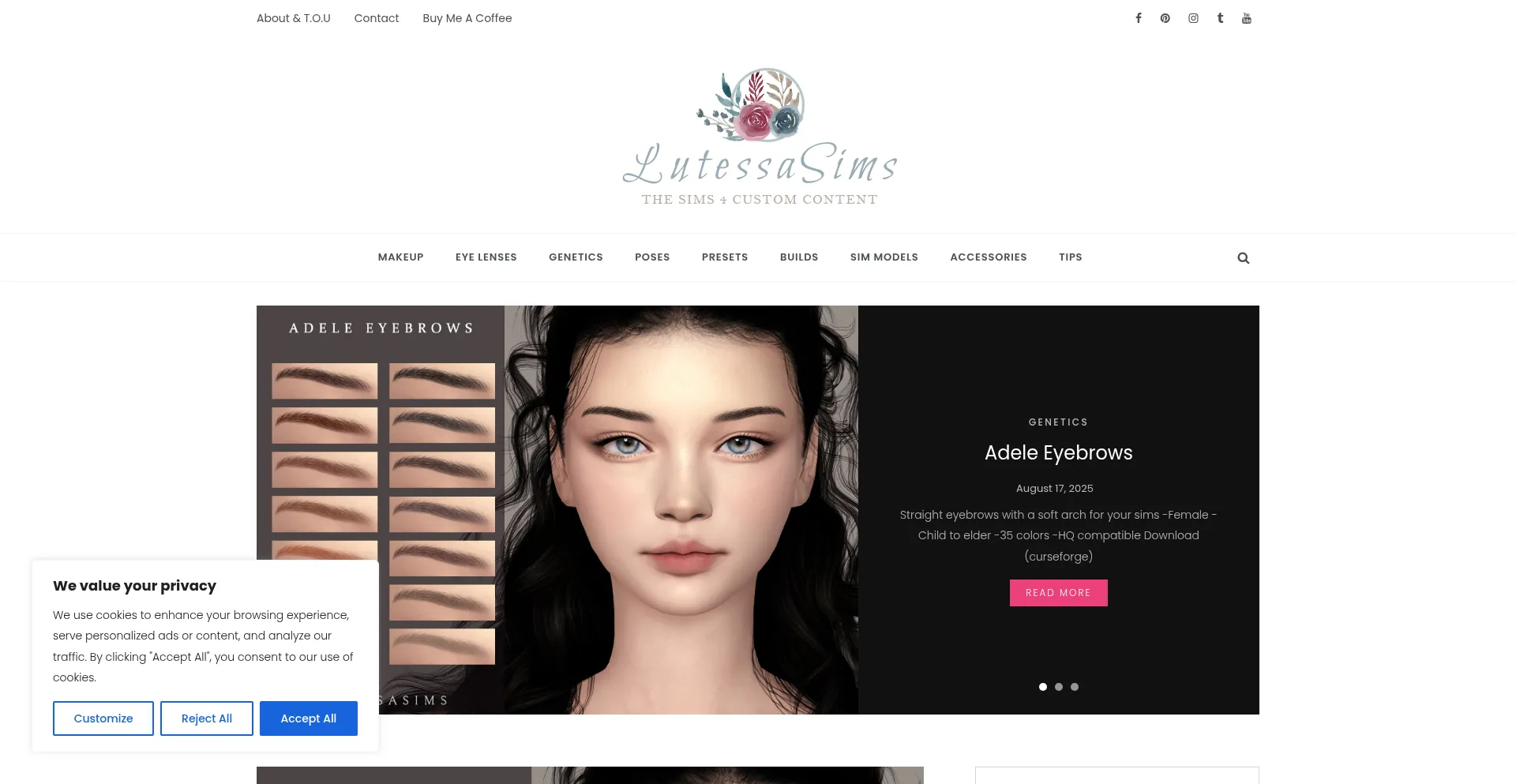 Website screenshot of Lutessasims.com