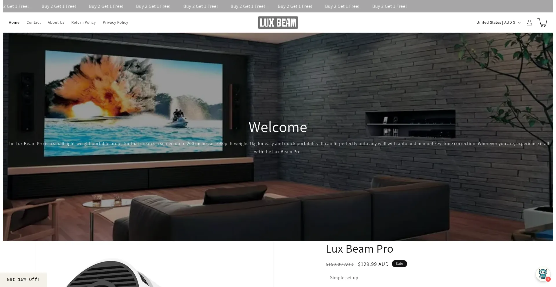 Website screenshot of Luxbeam.org