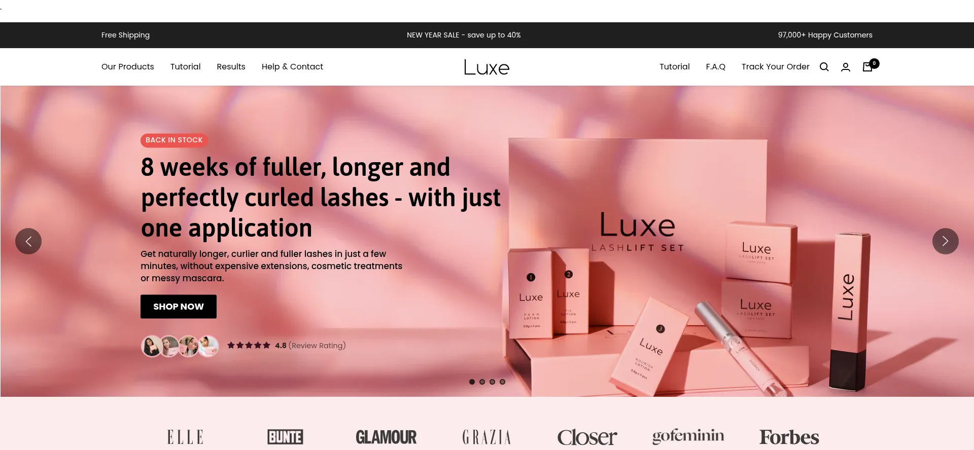 Website screenshot of Luxe-cosmetics.com