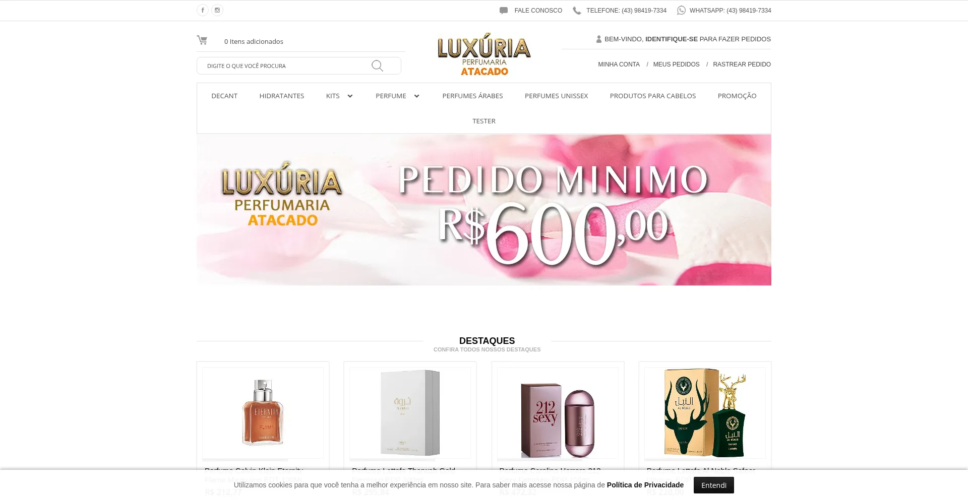 Website screenshot of Luxuriaperfumariaatacado.com.br