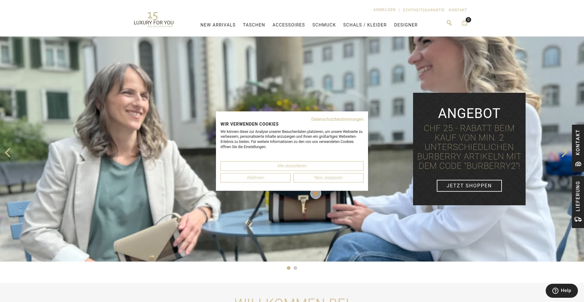 Website screenshot of Luxury-for-you.ch