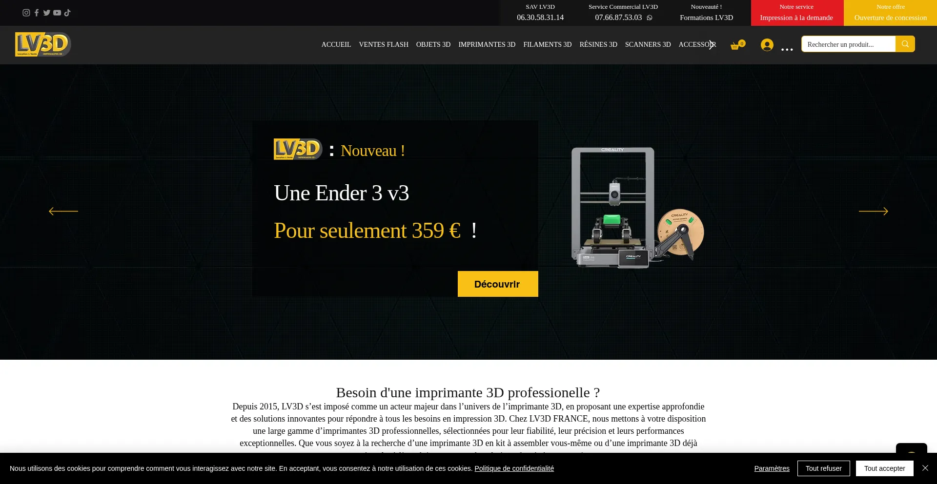 Website screenshot of Lv3dofficiel.fr