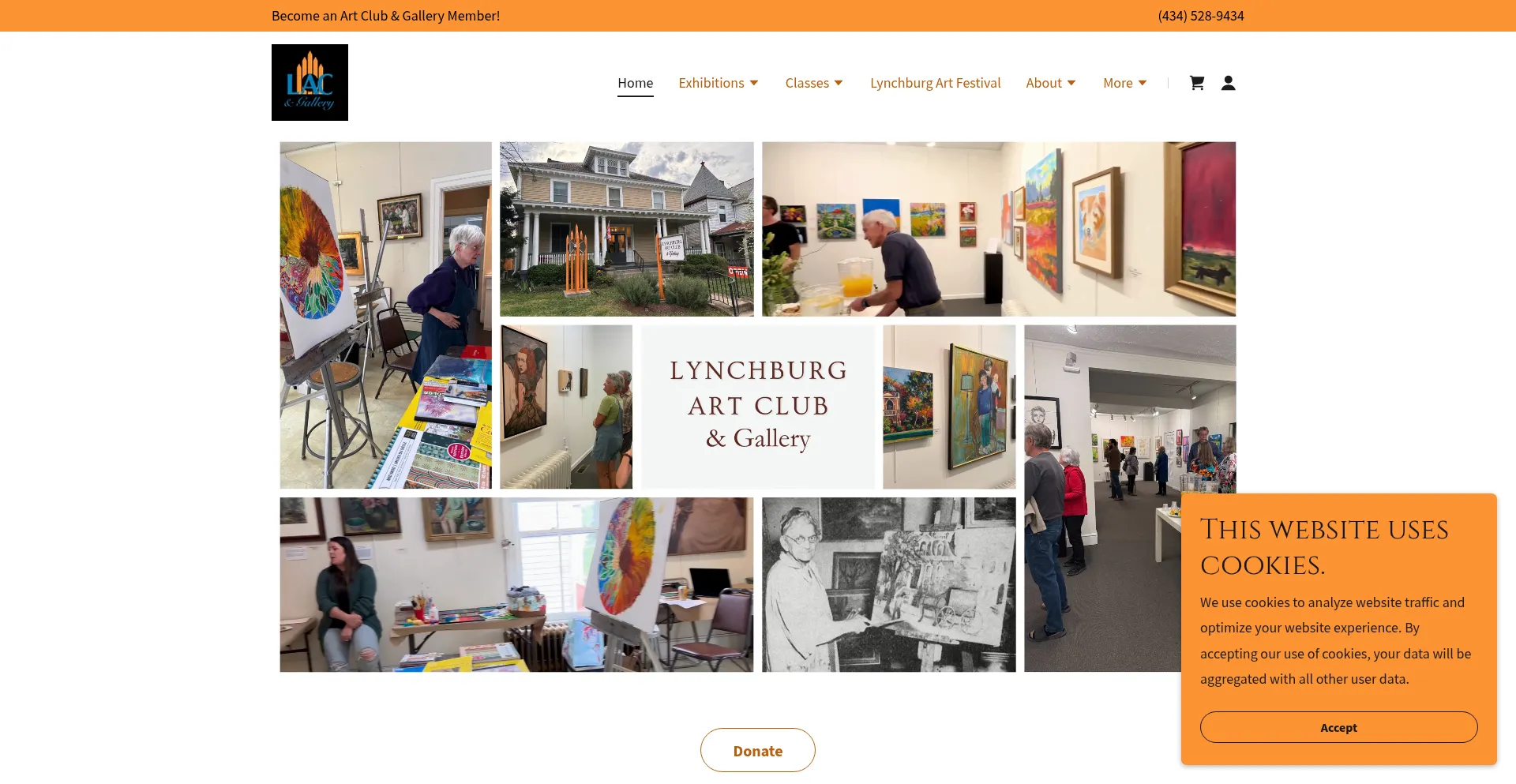 Website screenshot of Lynchburgartclub.org