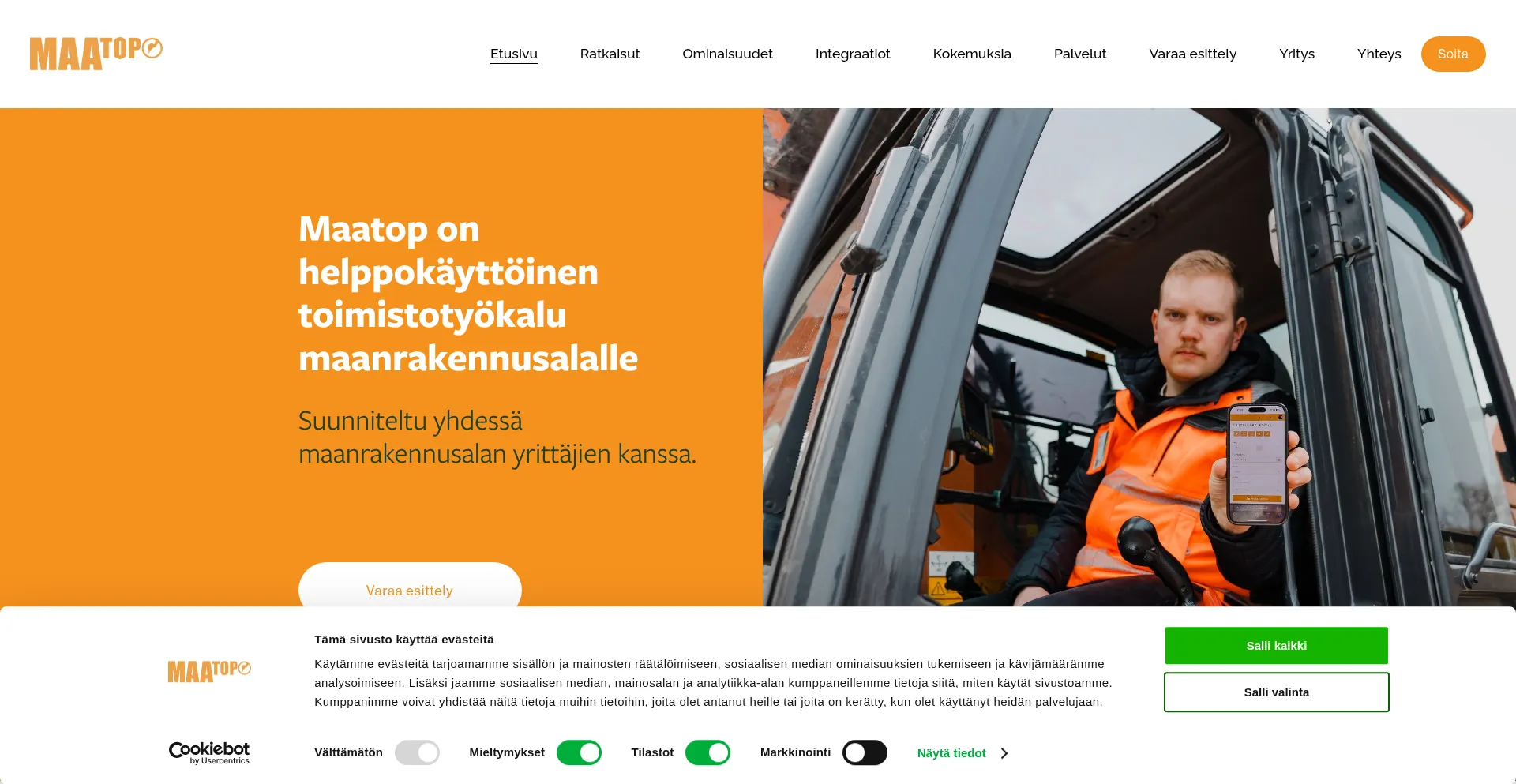 Website screenshot of Maatop.fi