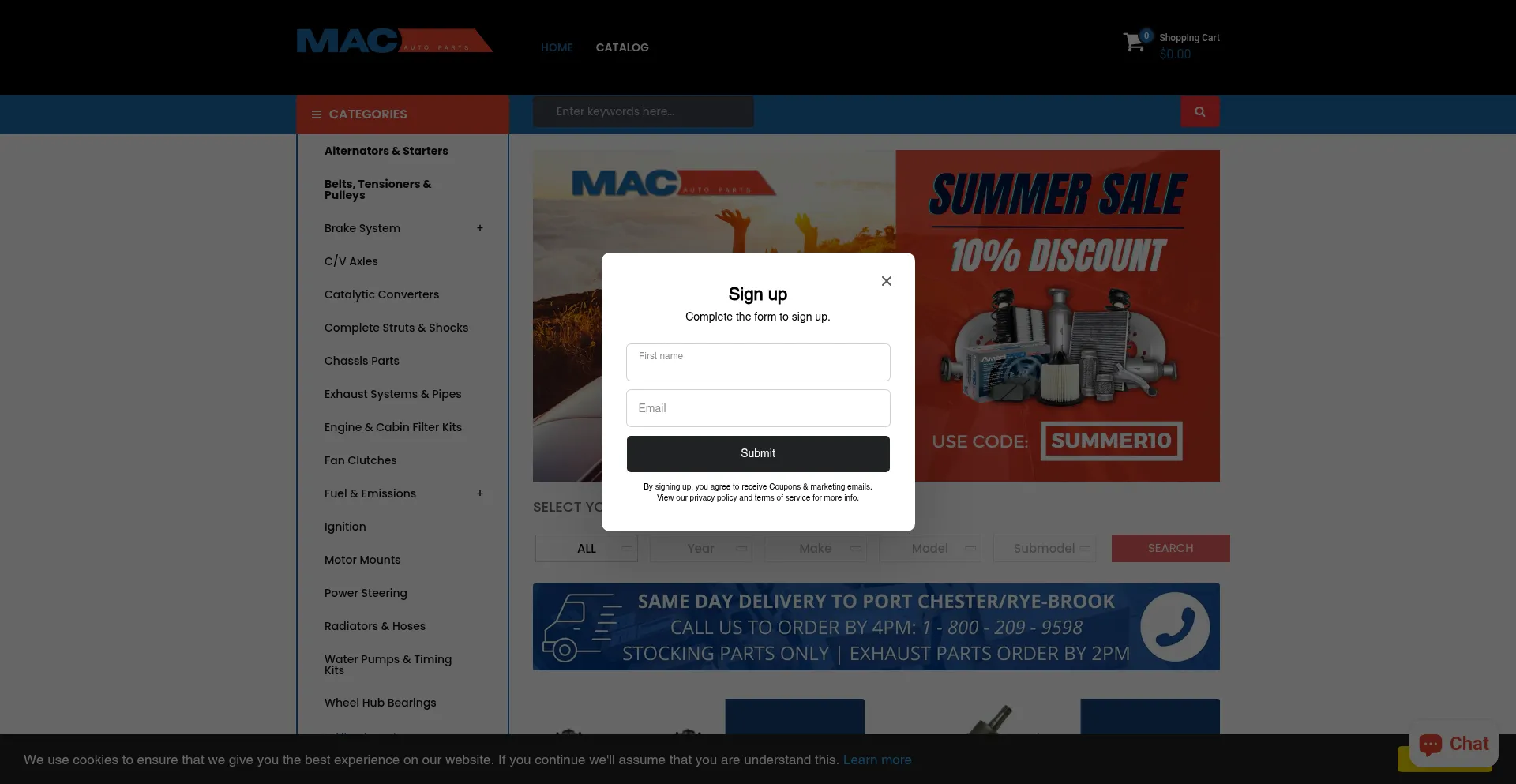 Website screenshot of Macautoparts.net