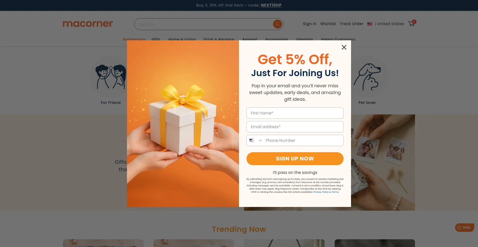 Website screenshot of Macorner.co