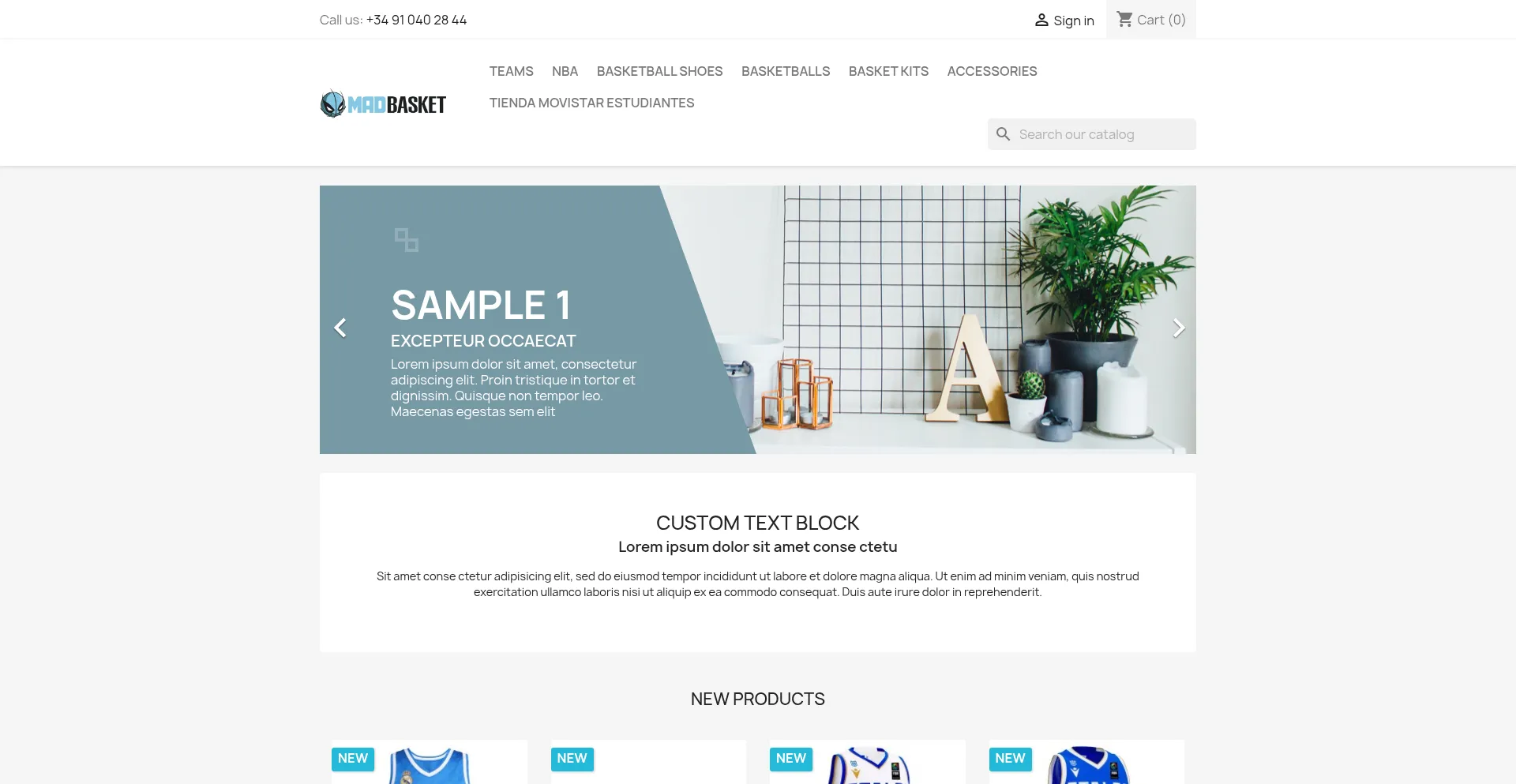 Website screenshot of Madbasket.com