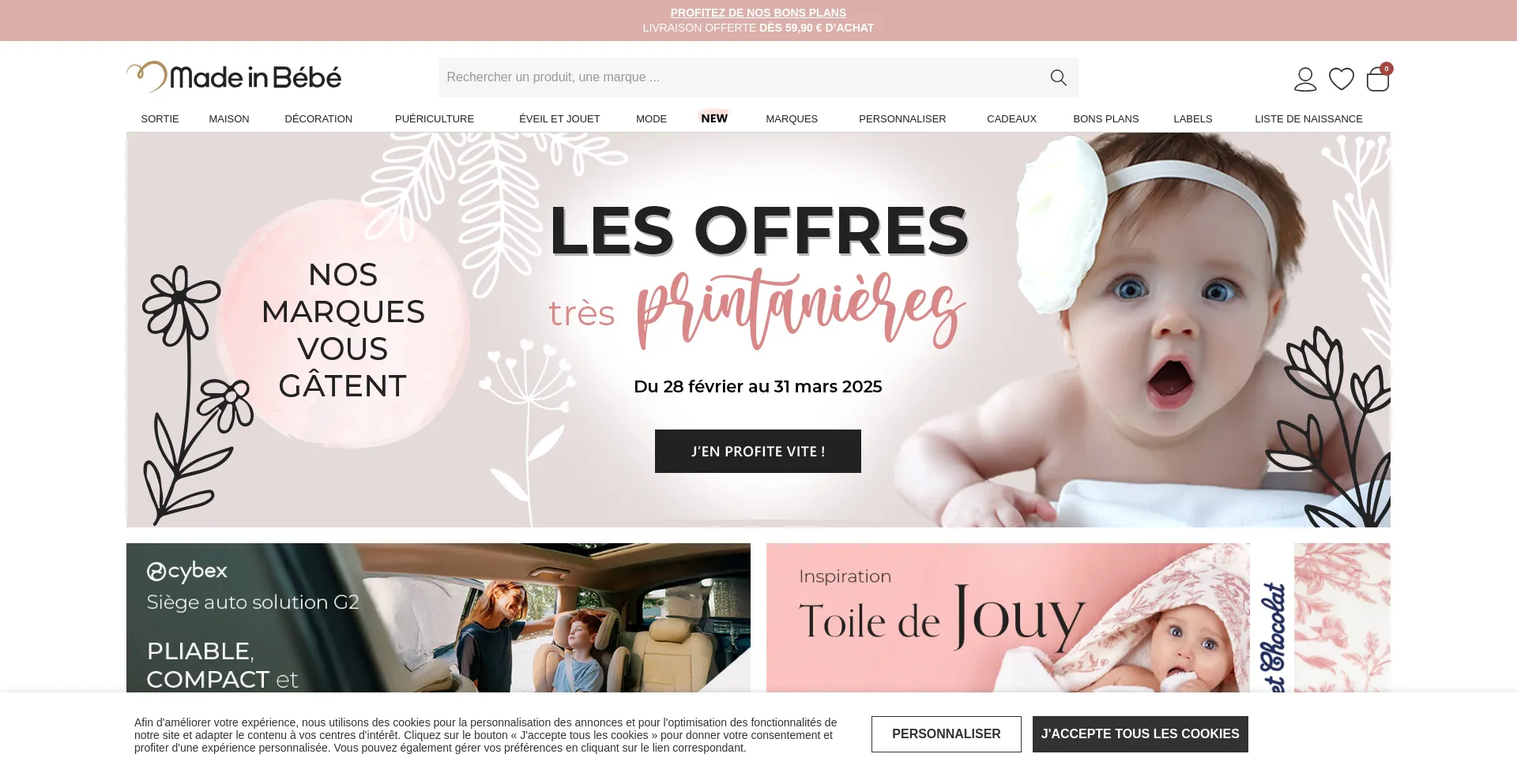 Website screenshot of Madeinbebe.com