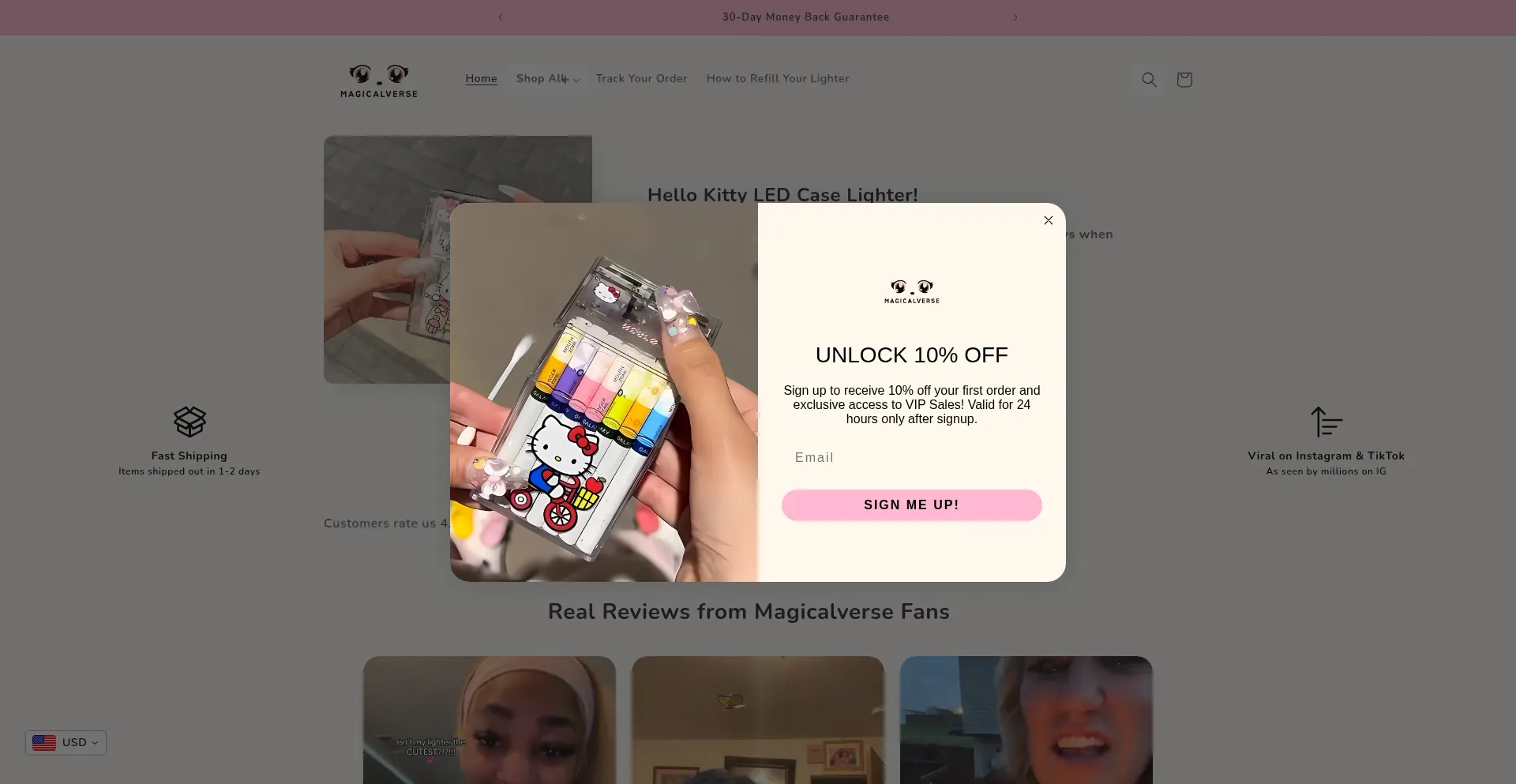 Website screenshot of Magicalverseshop.com