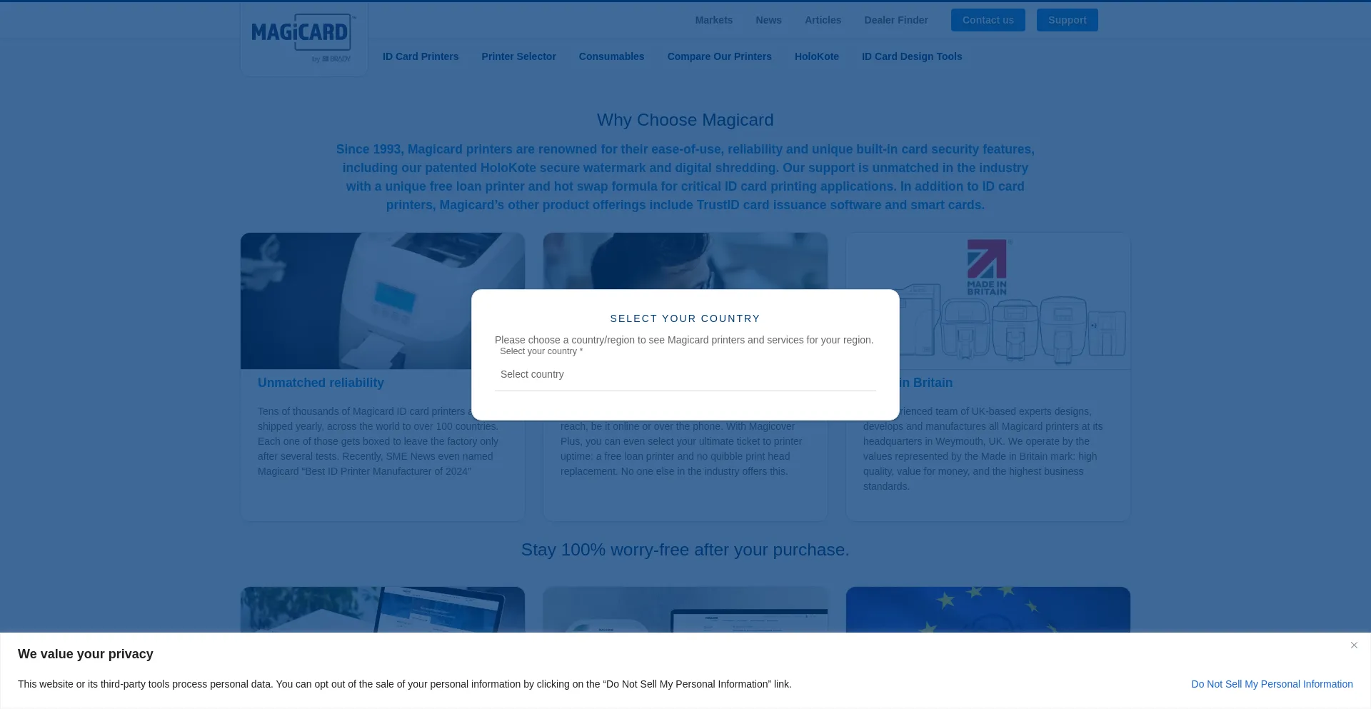 Website screenshot of Magicard.com
