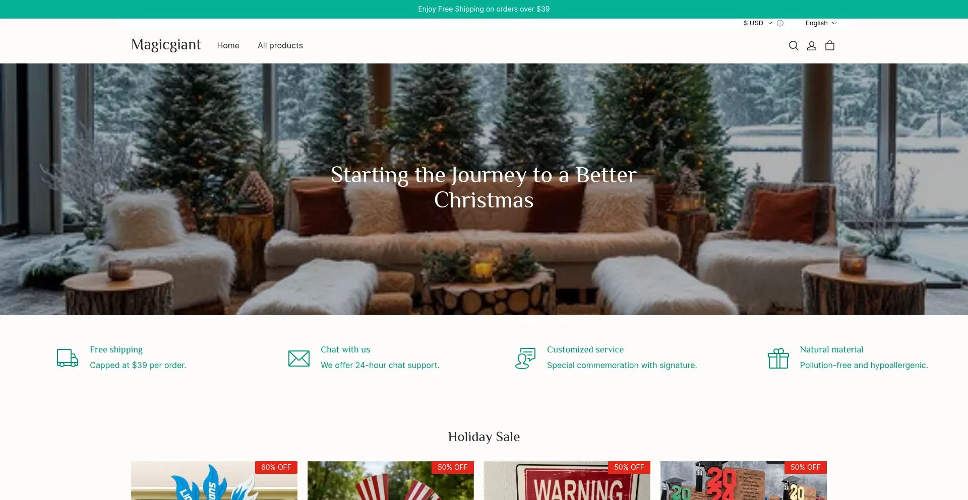 Website screenshot of Magicgiant.shop