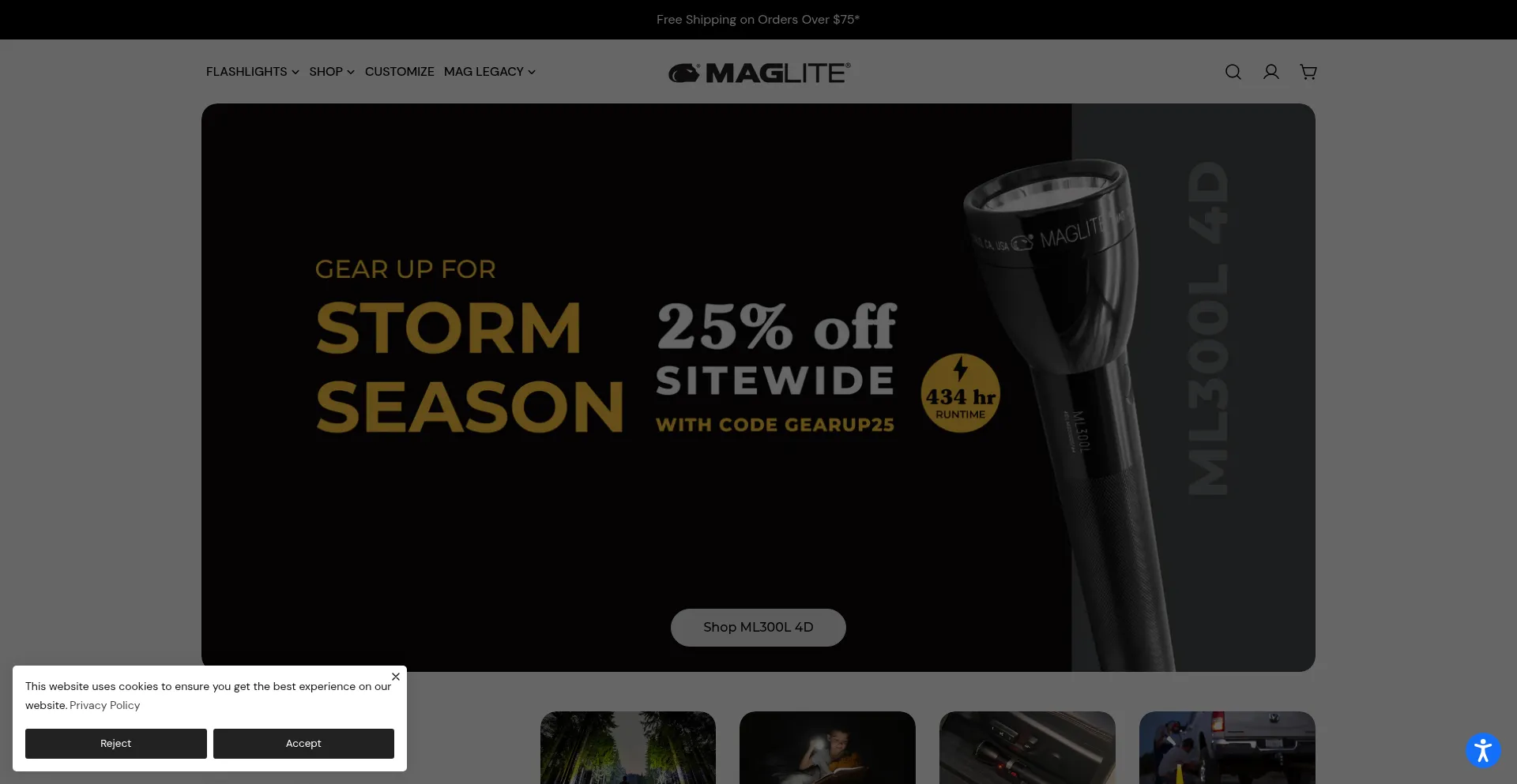 Website screenshot of Maglite.com
