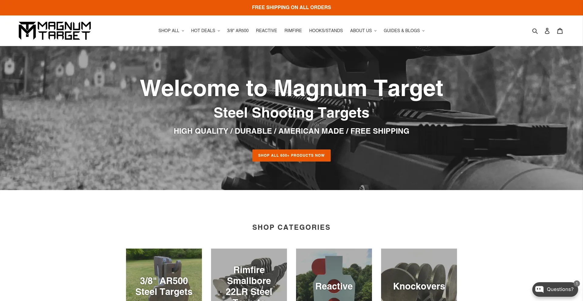 Website screenshot of Magnumtarget.com