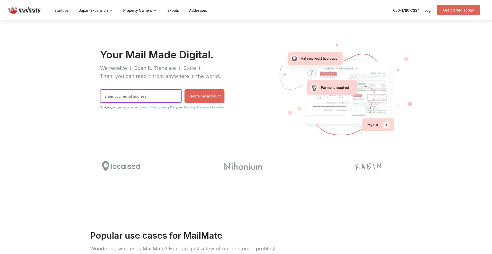 Website screenshot of Mailmate.jp