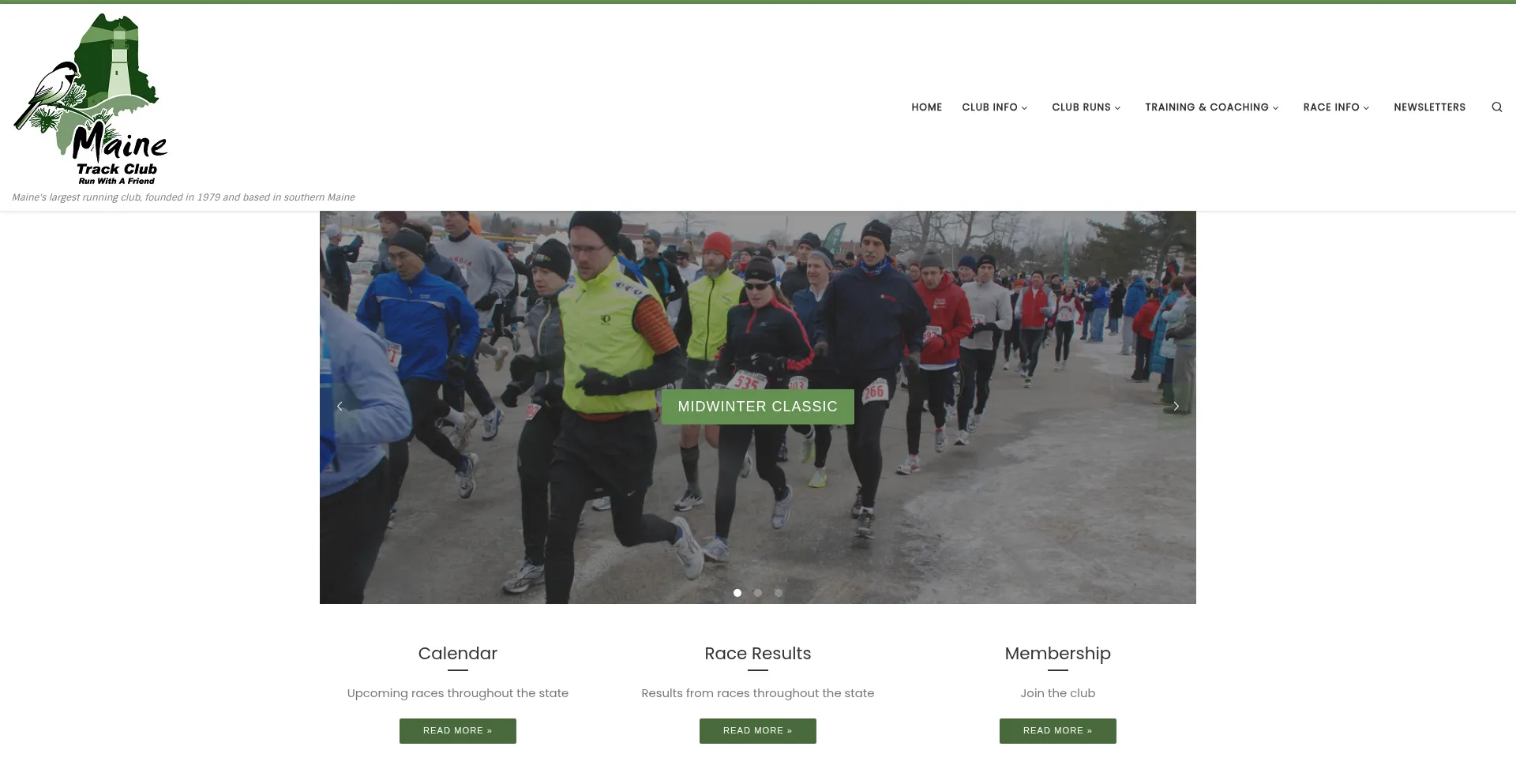 Website screenshot of Mainetrackclub.com