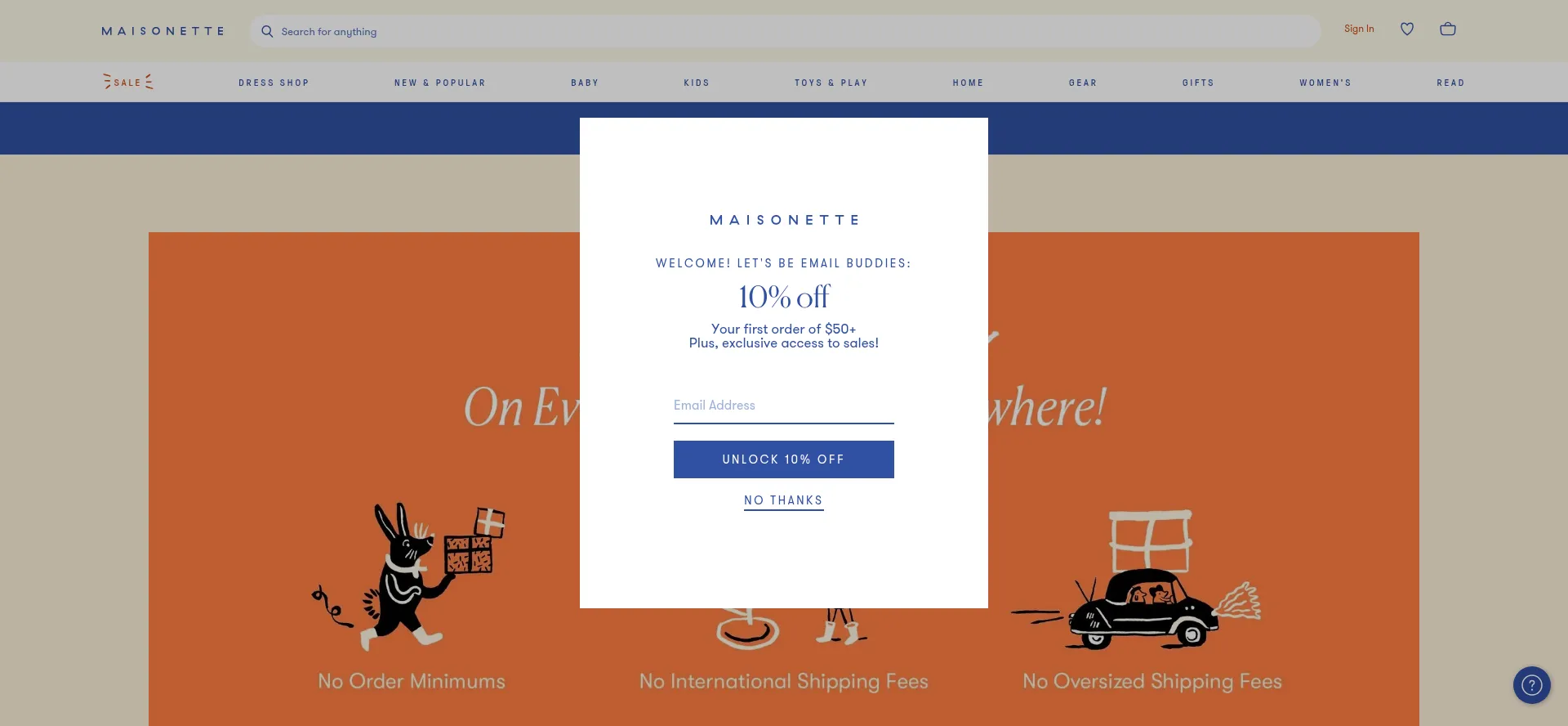 Website screenshot of Maisonette.com