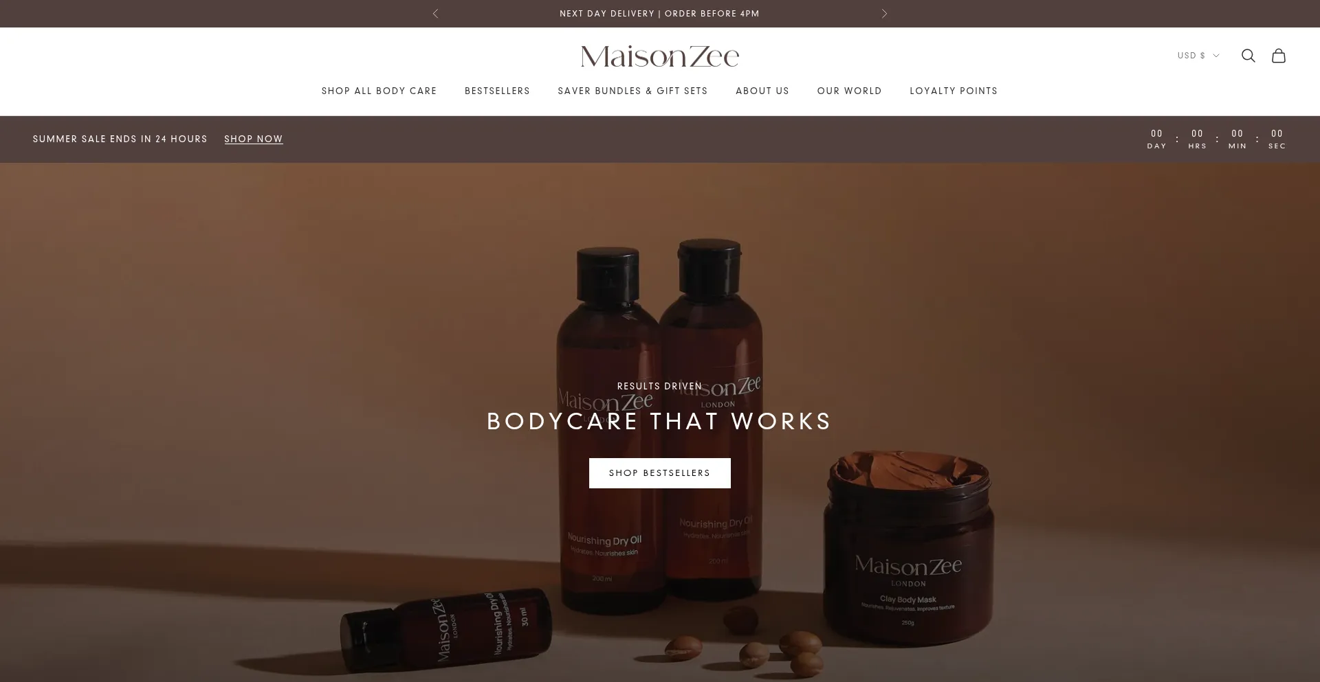 Website screenshot of Maisonzee.com