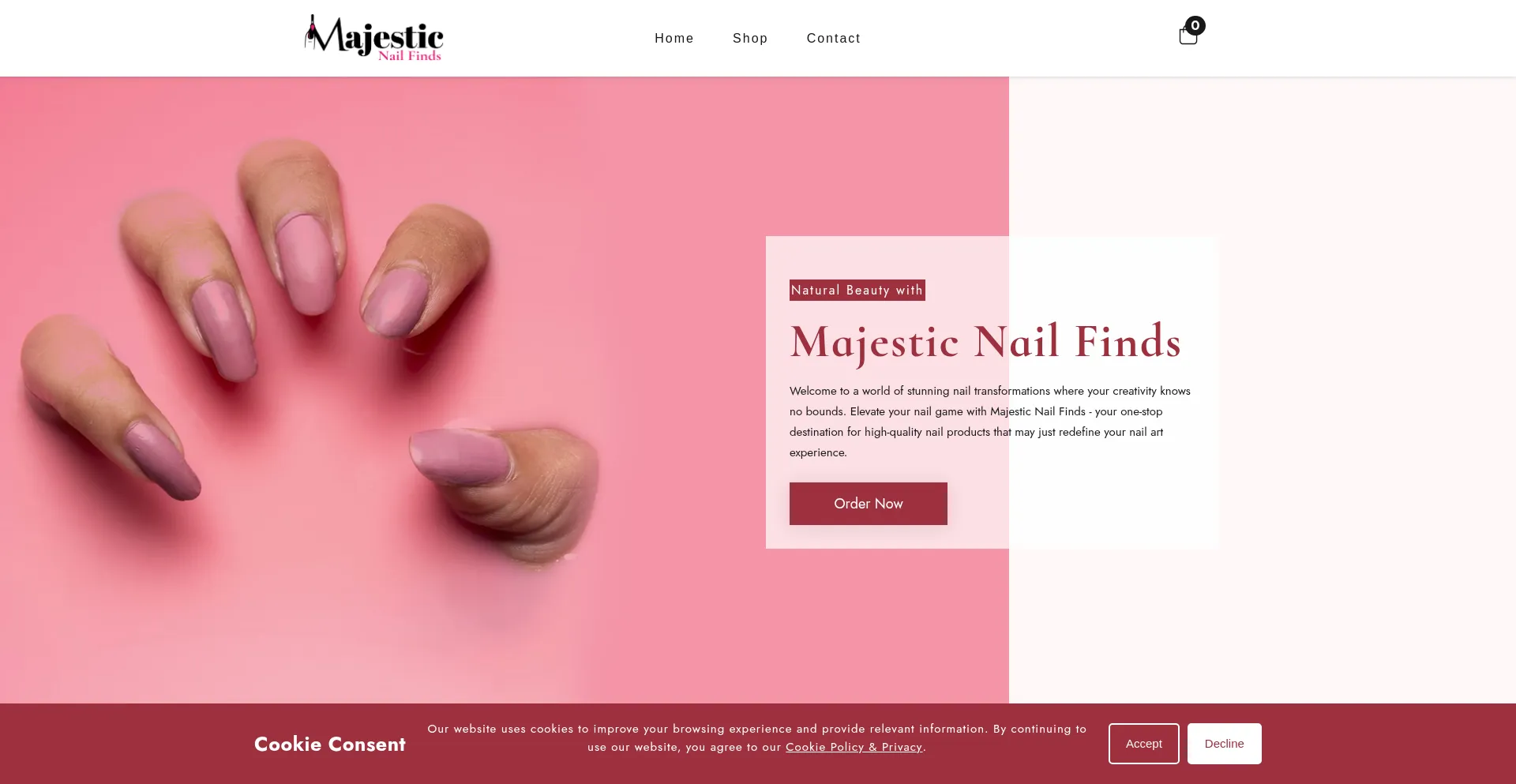 Website screenshot of Majesticnailfinds.online