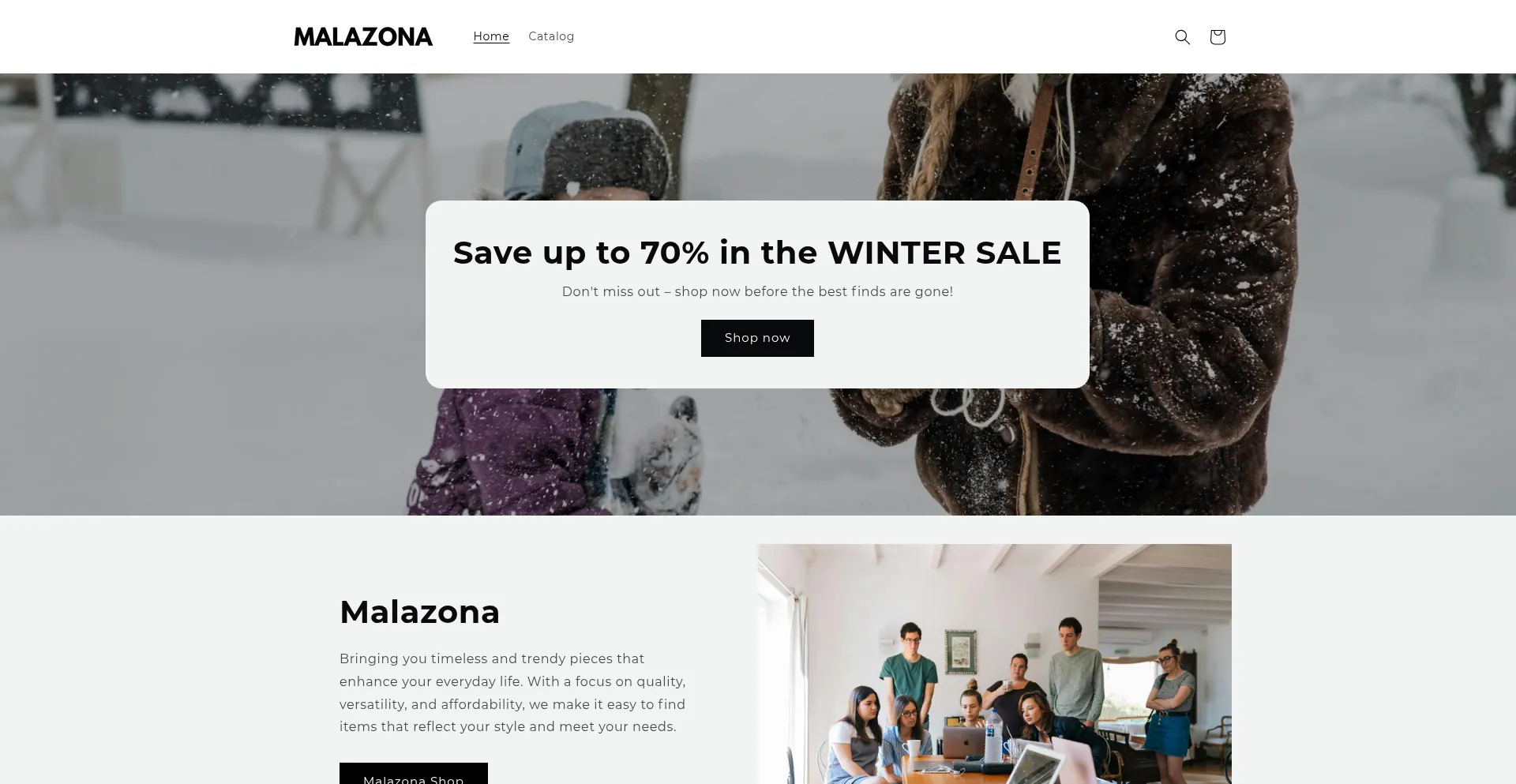 Website screenshot of Malazona.com