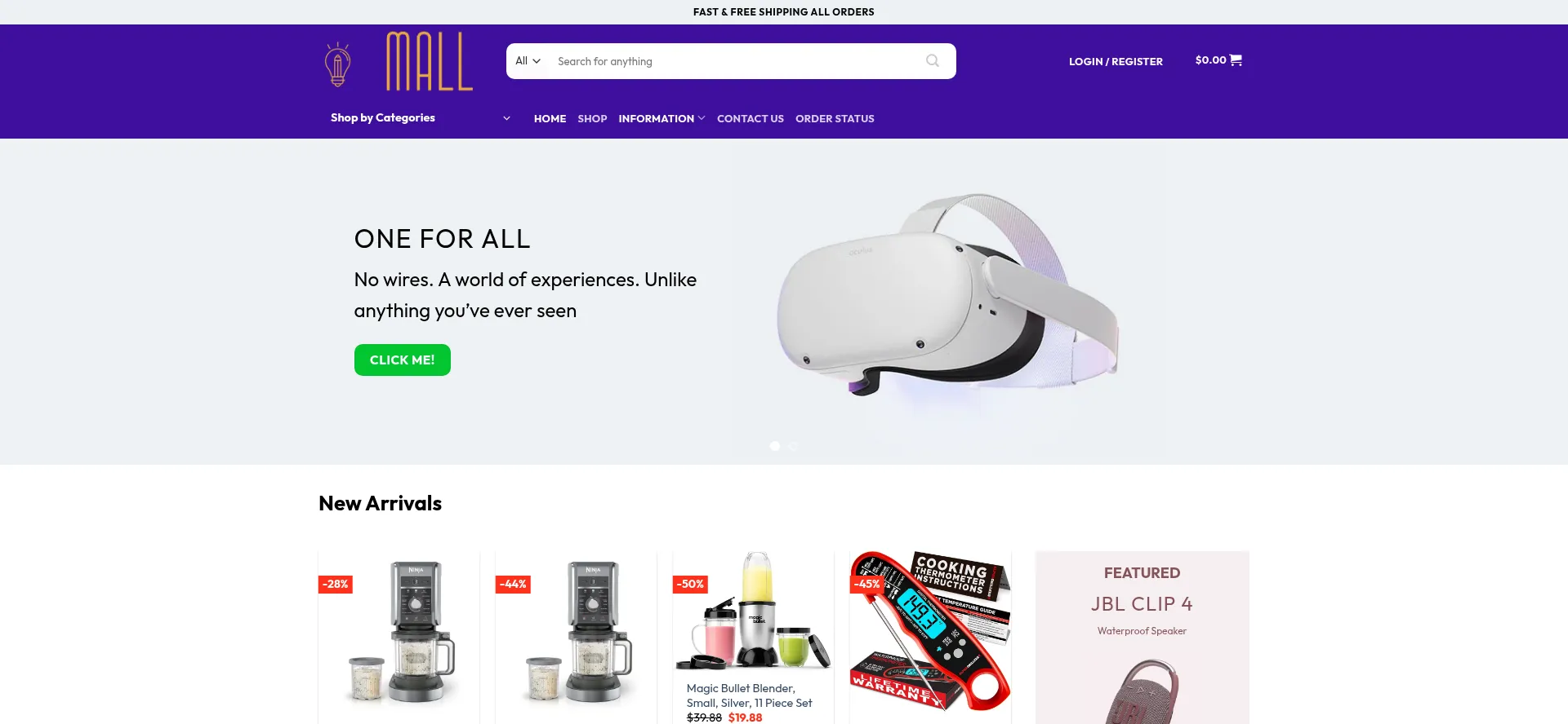 Website screenshot of Mall.bighometax.com