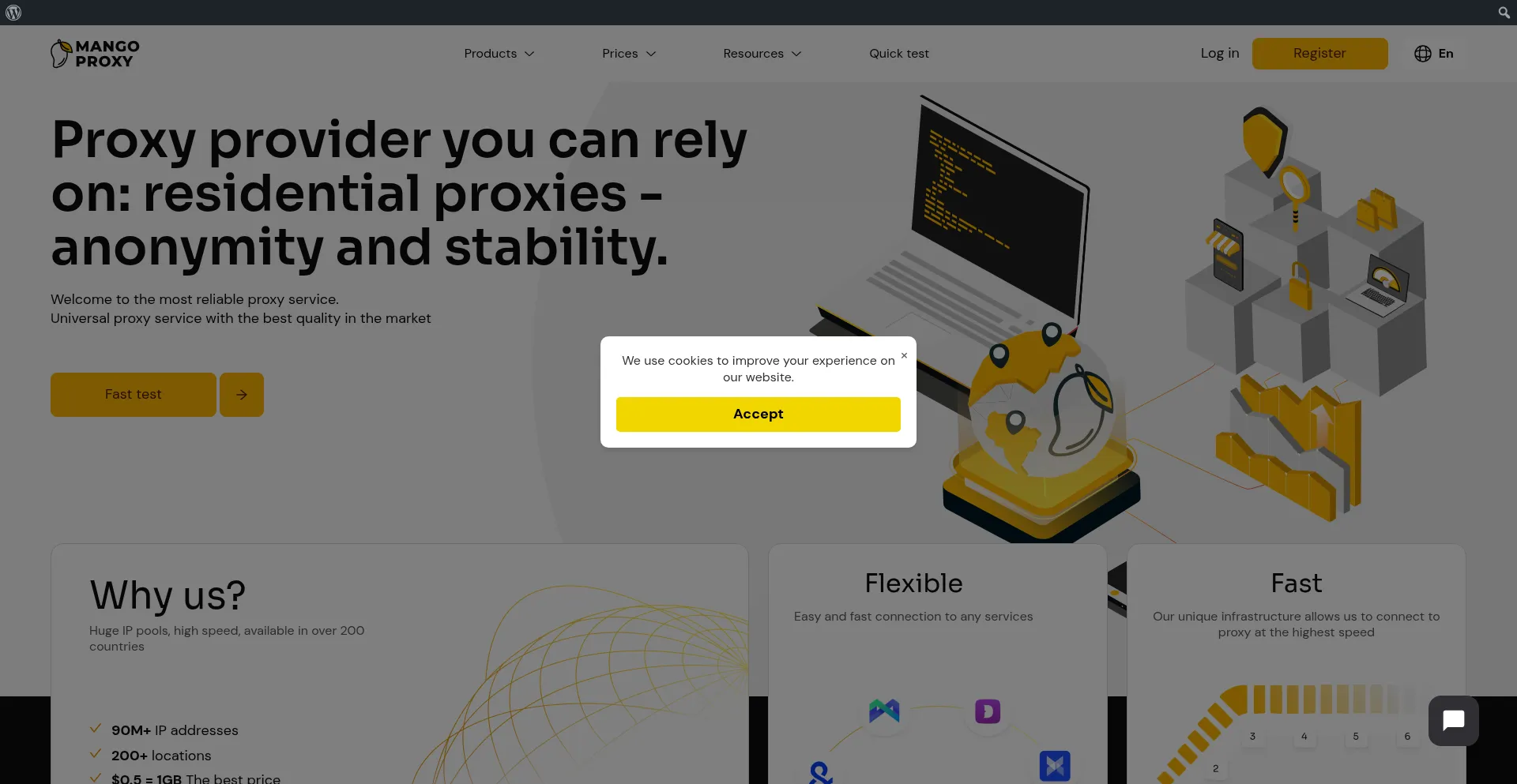 Website screenshot of Mangoproxy.com