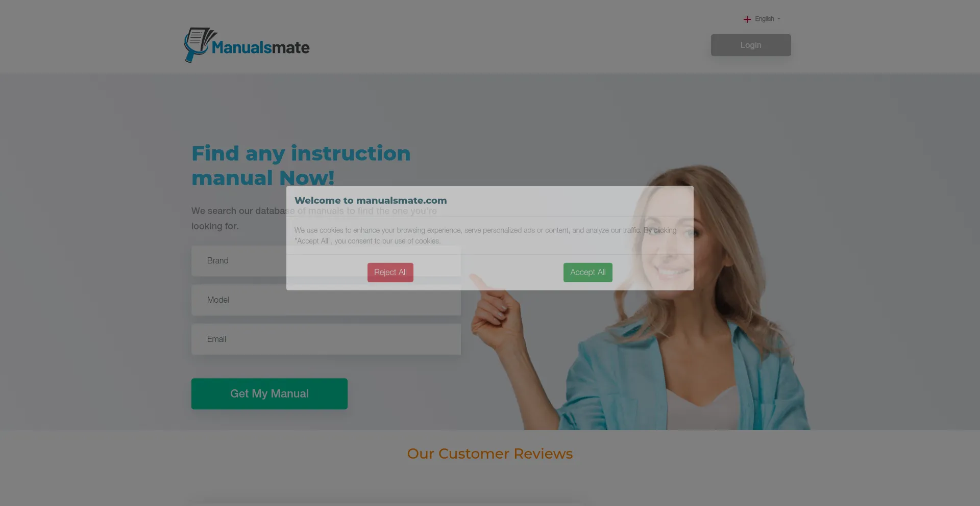 Website screenshot of Manualsmate.com