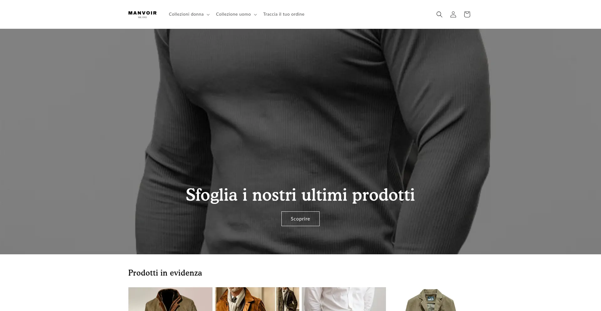 Website screenshot of Manvoirmilano.com