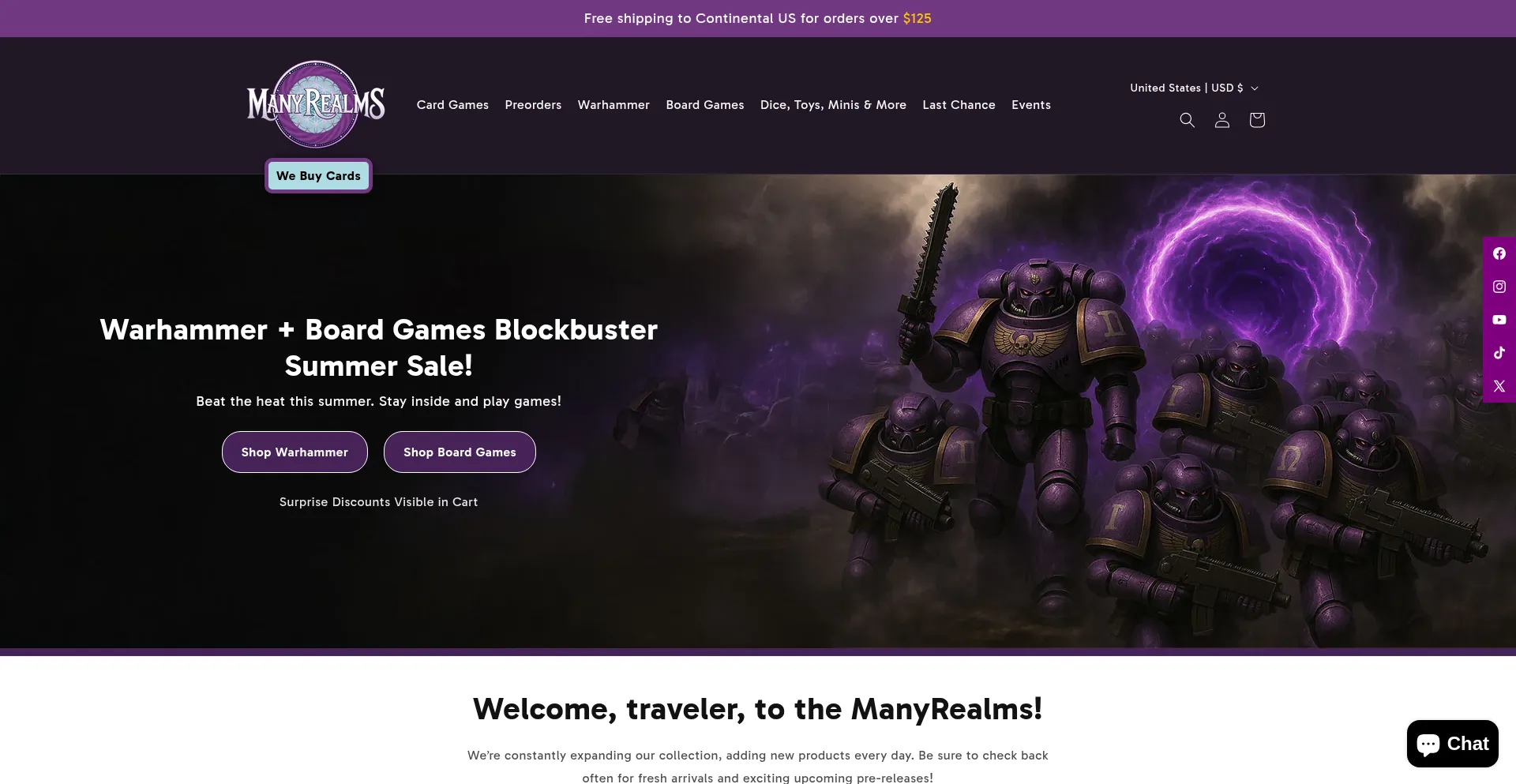 Website screenshot of Manyrealms.com