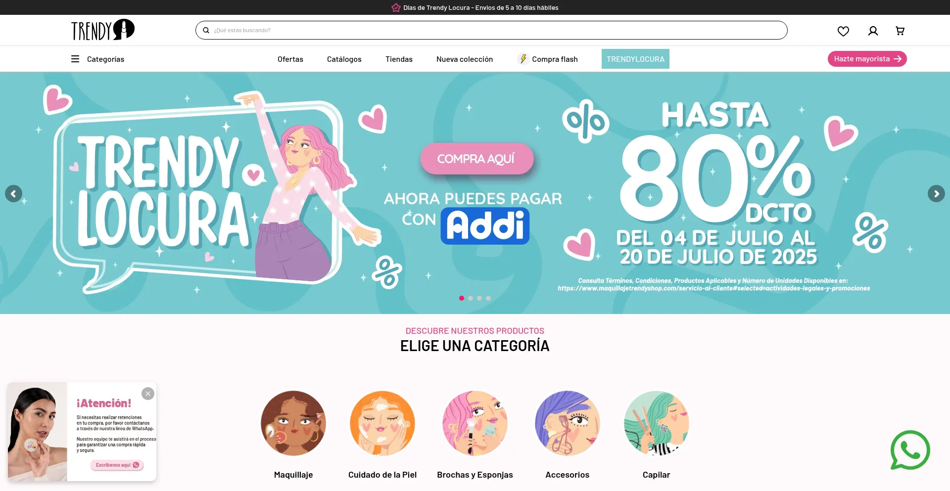 Website screenshot of Maquillajetrendyshop.com
