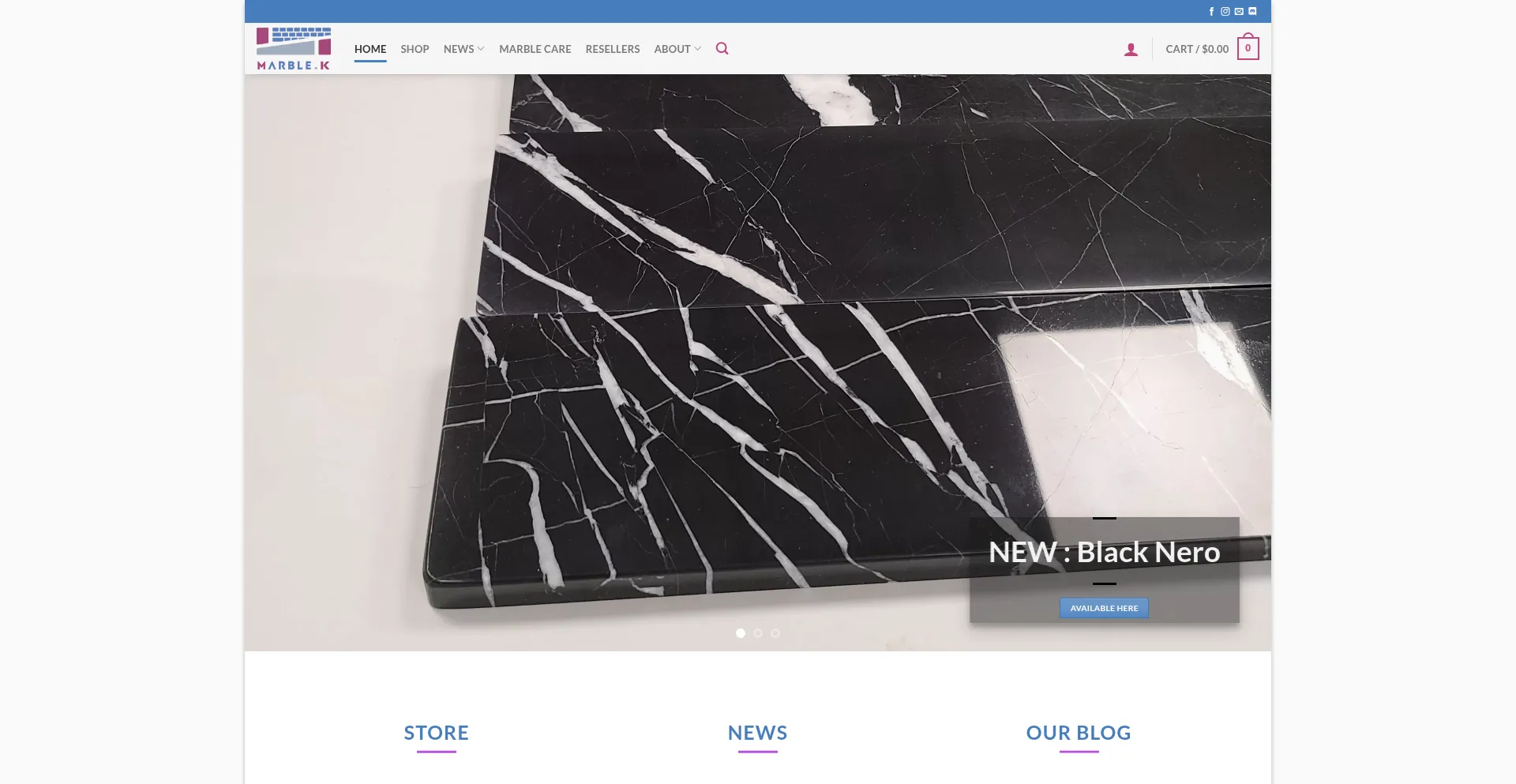 Website screenshot of Marblek.com