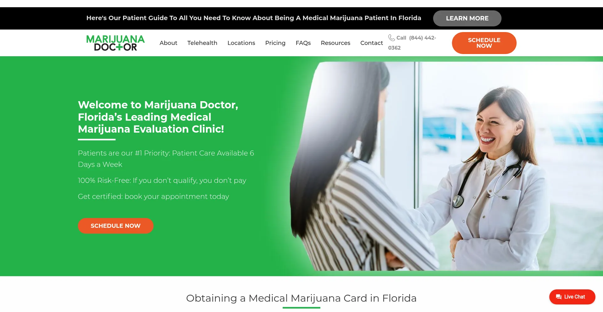 Website screenshot of Marijuanadoctor.com