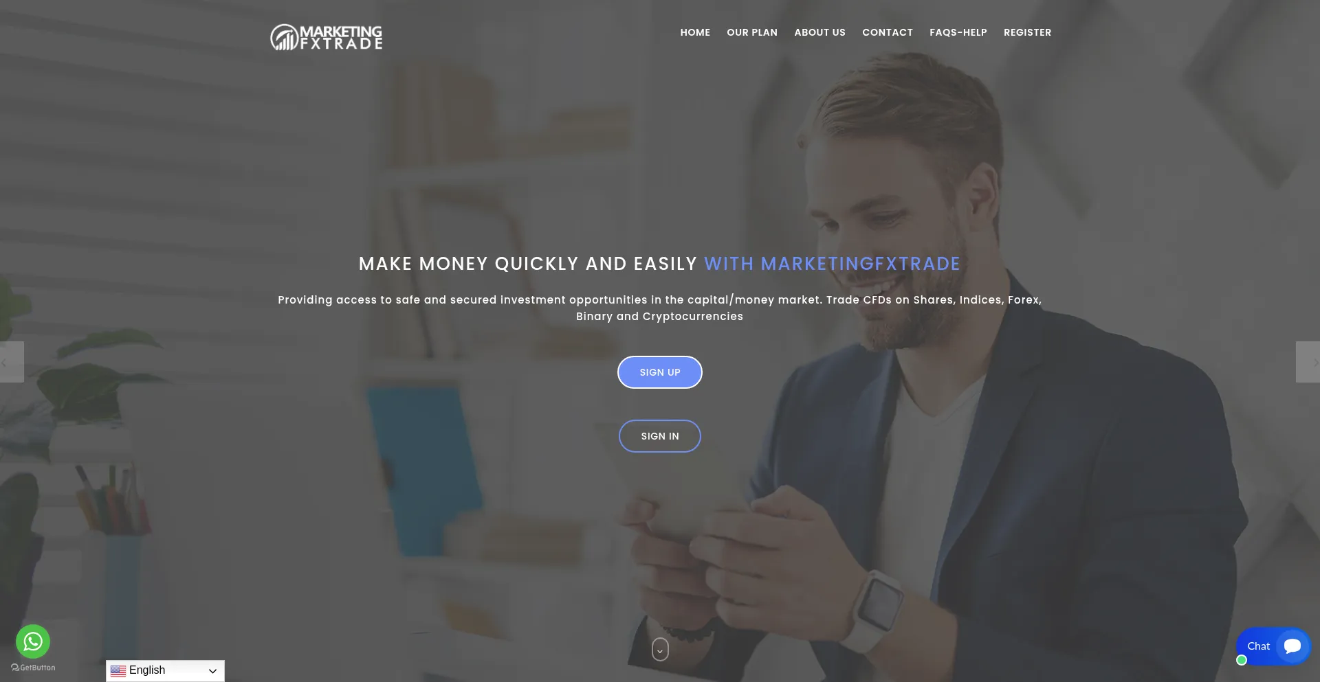 Website screenshot of Marketingfxtrade.com