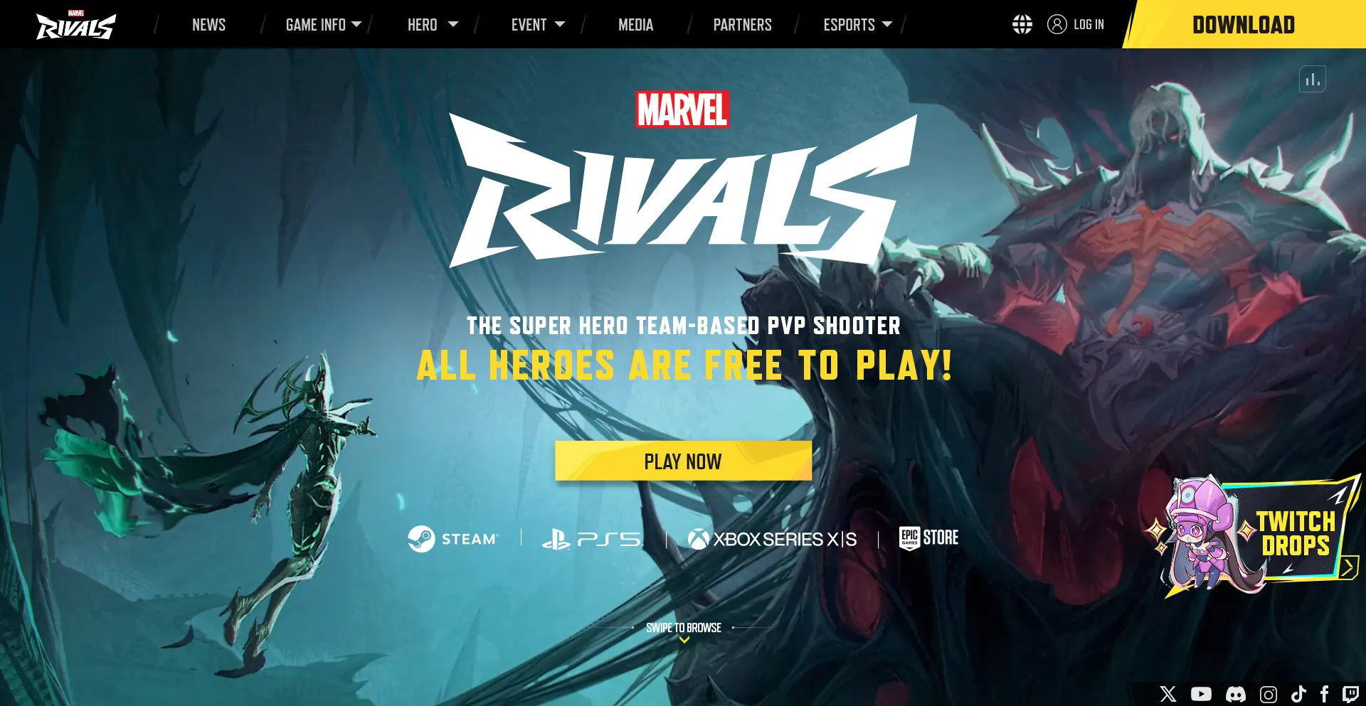 Website screenshot of Marvelrivals.com