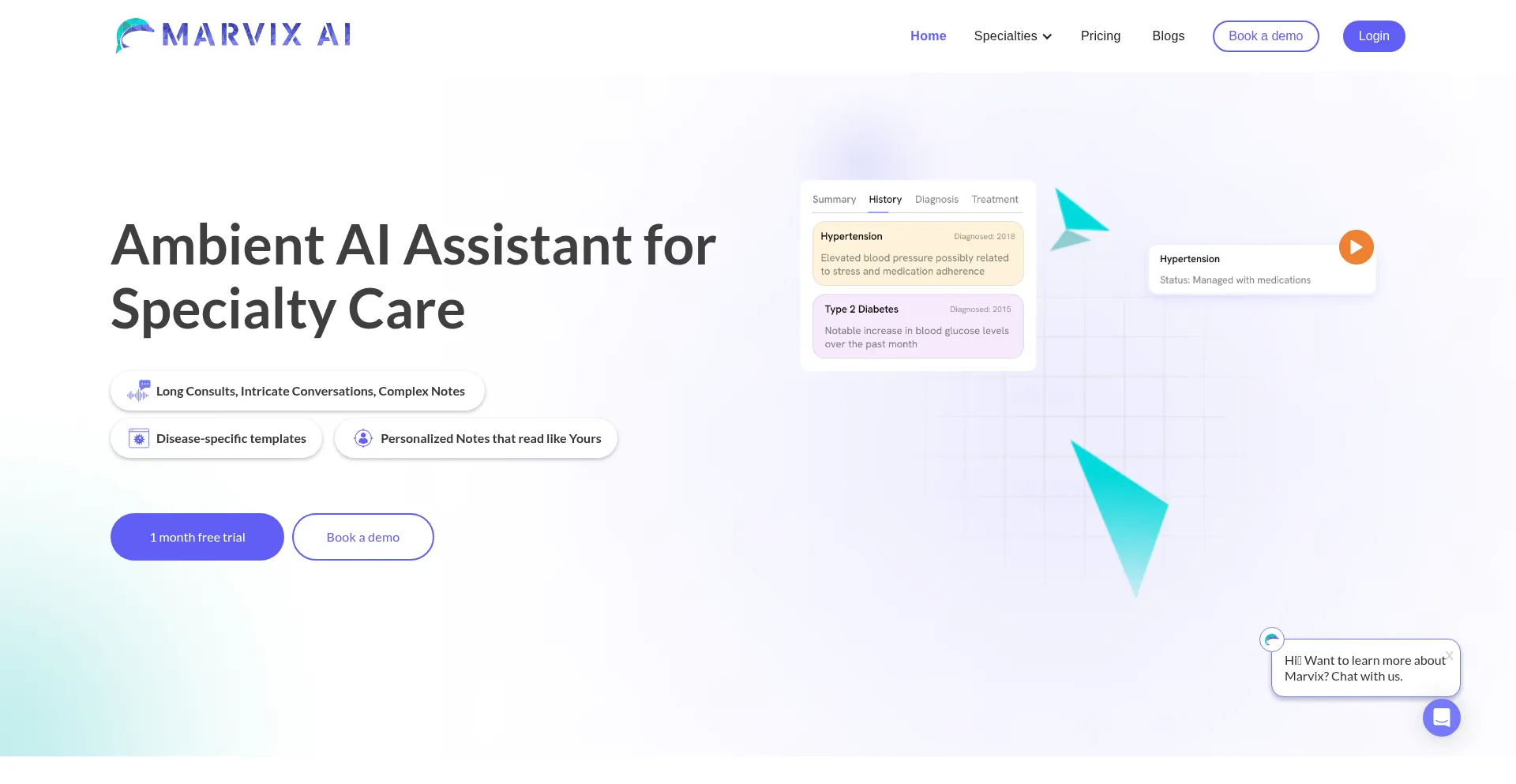 Website screenshot of Marvixai.com