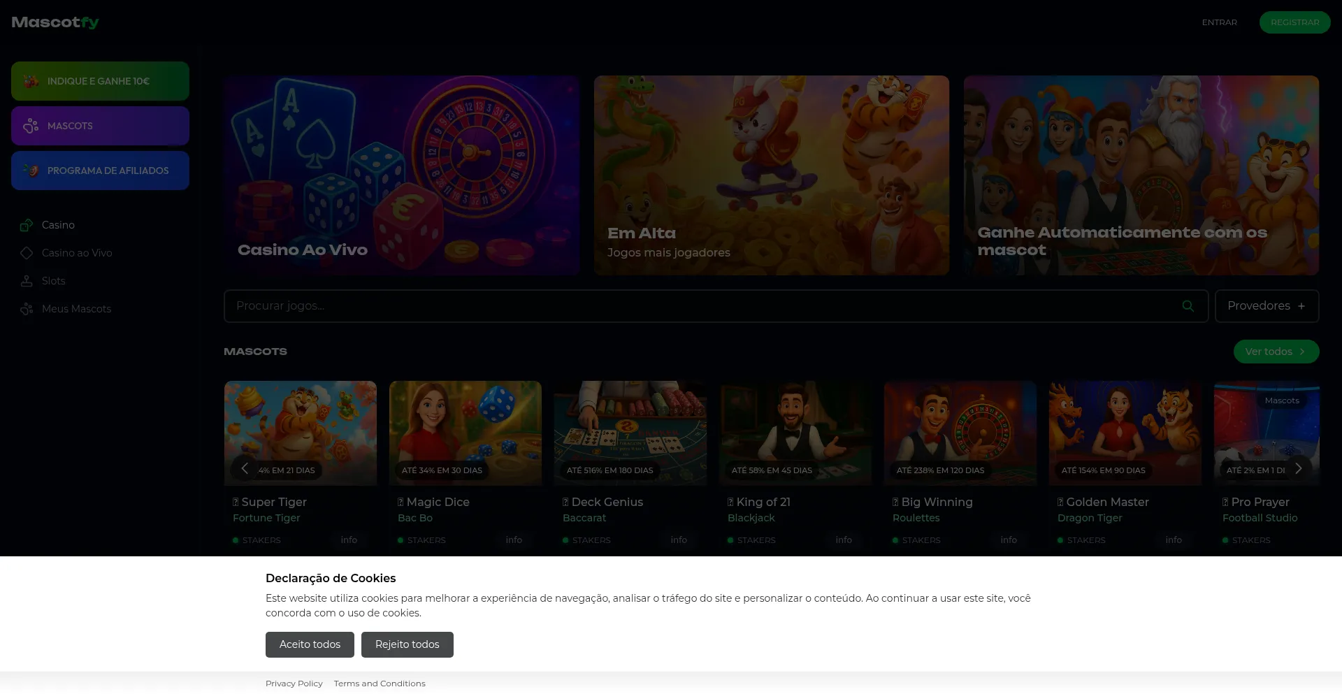 Website screenshot of Mascotfy.com