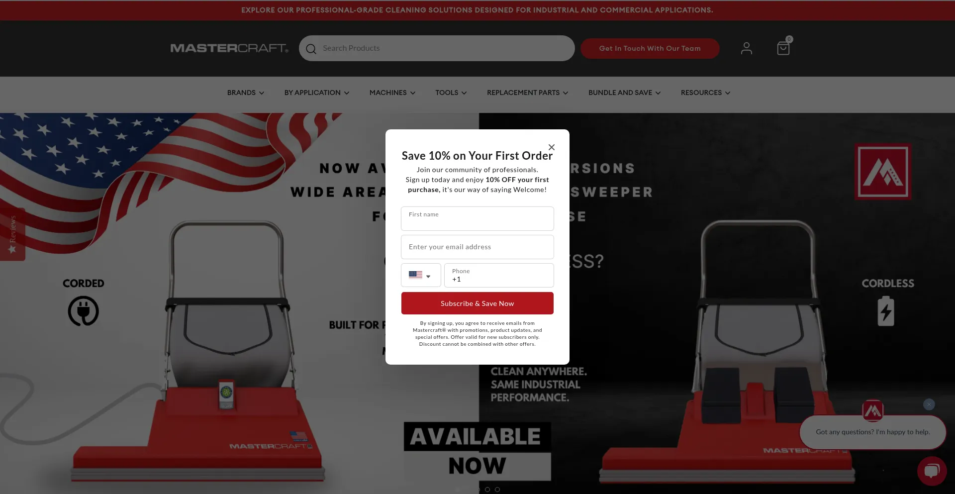 Website screenshot of Mastercraftusa.com