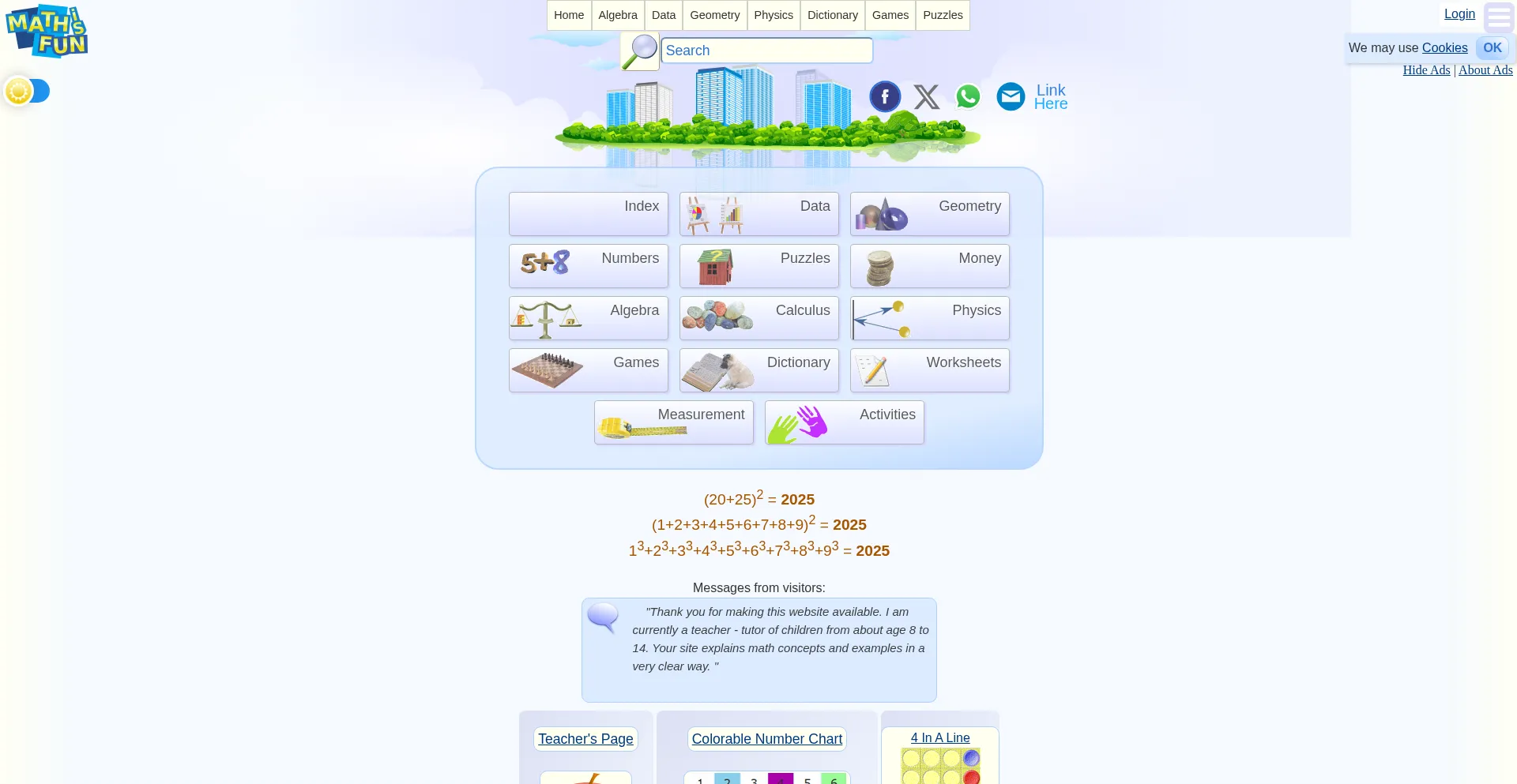 Website screenshot of Mathsisfun.com