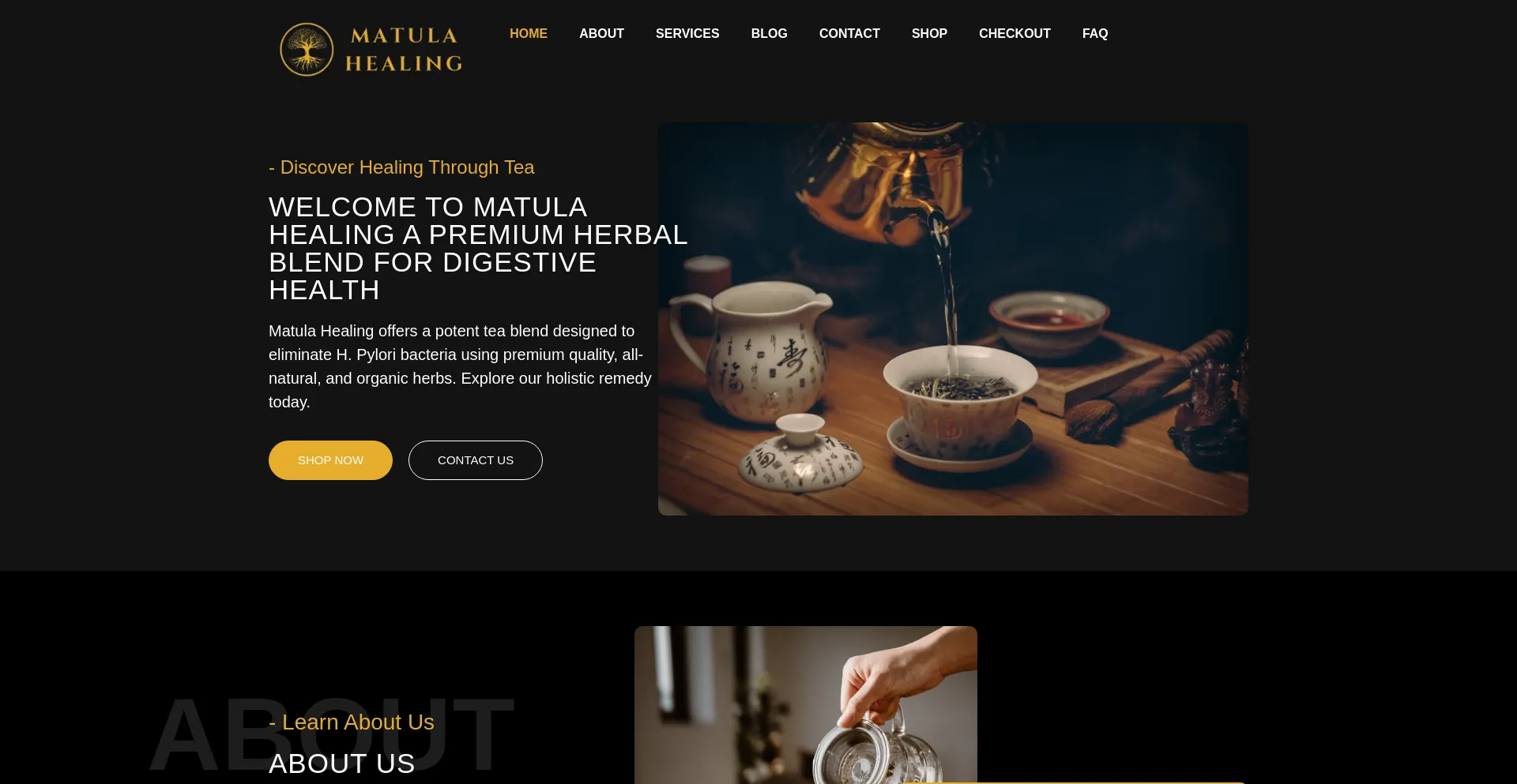 Website screenshot of Matulahealing.com