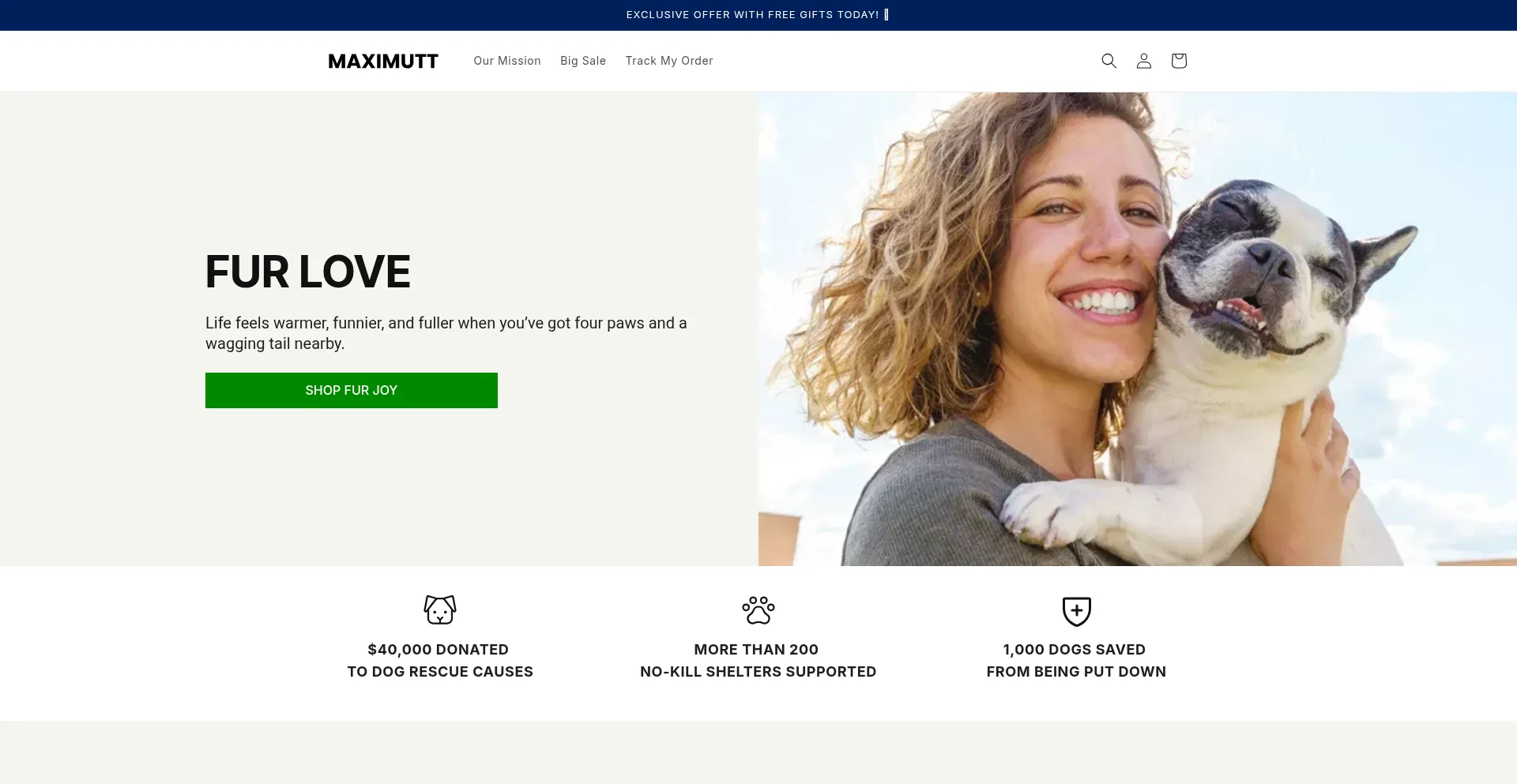 Website screenshot of Maximutt.com