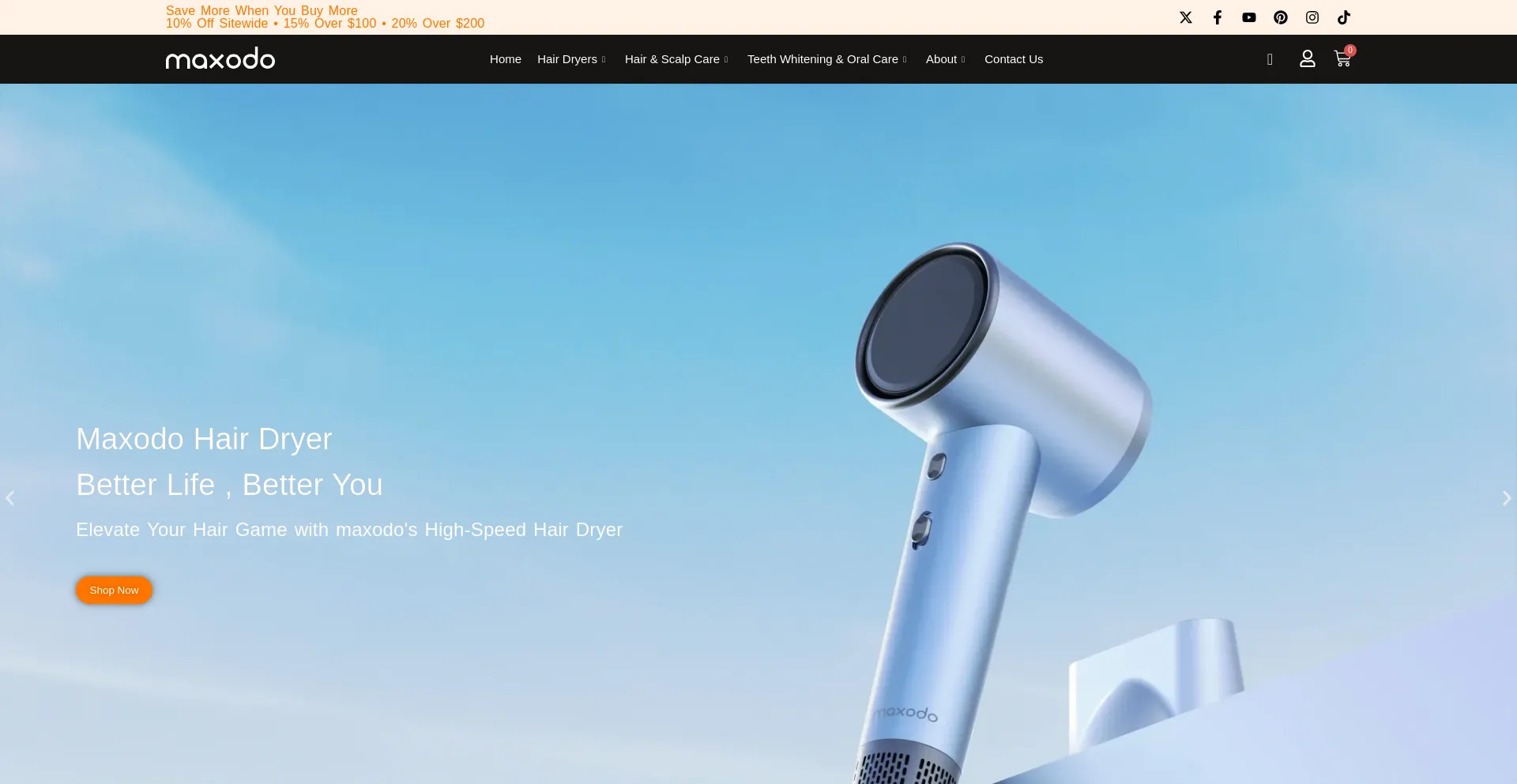Website screenshot of Maxodoshop.com