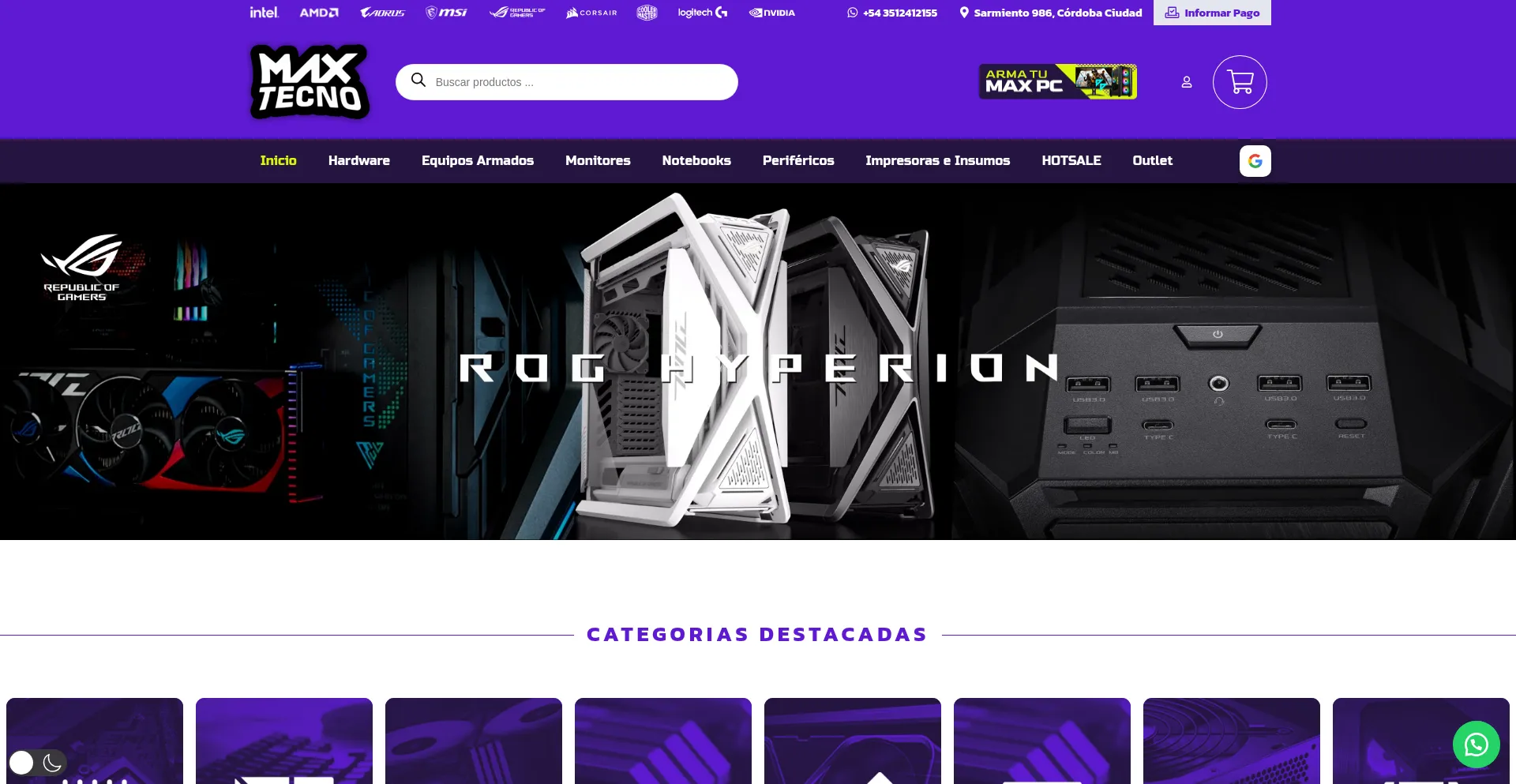 Website screenshot of Maxtecno.com.ar