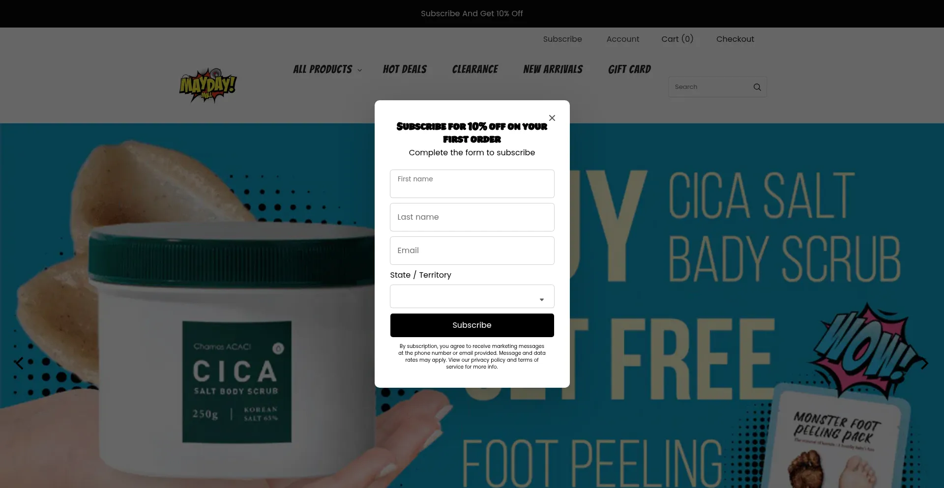 Website screenshot of Maydaymall.com