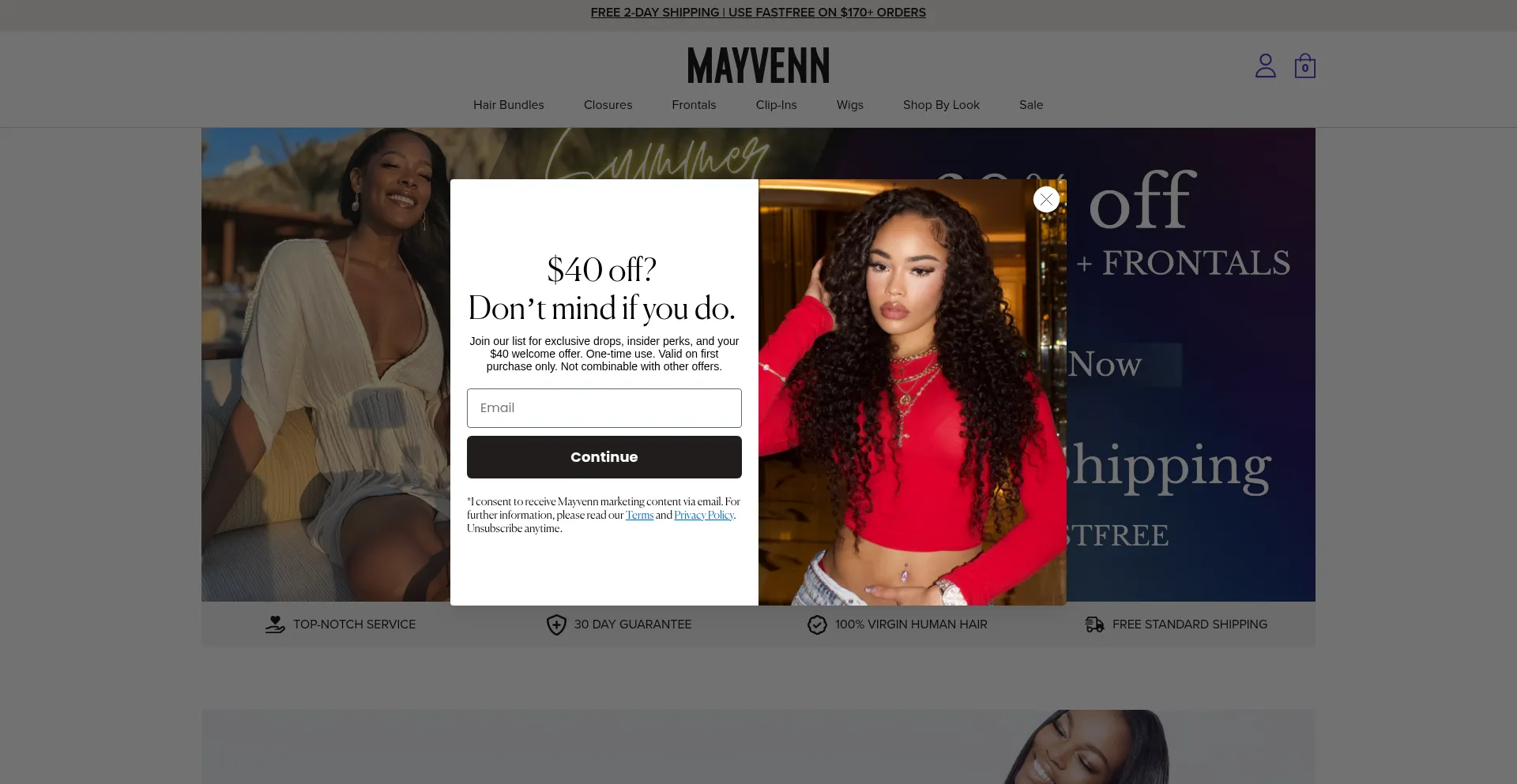 Website screenshot of Mayvenn.com