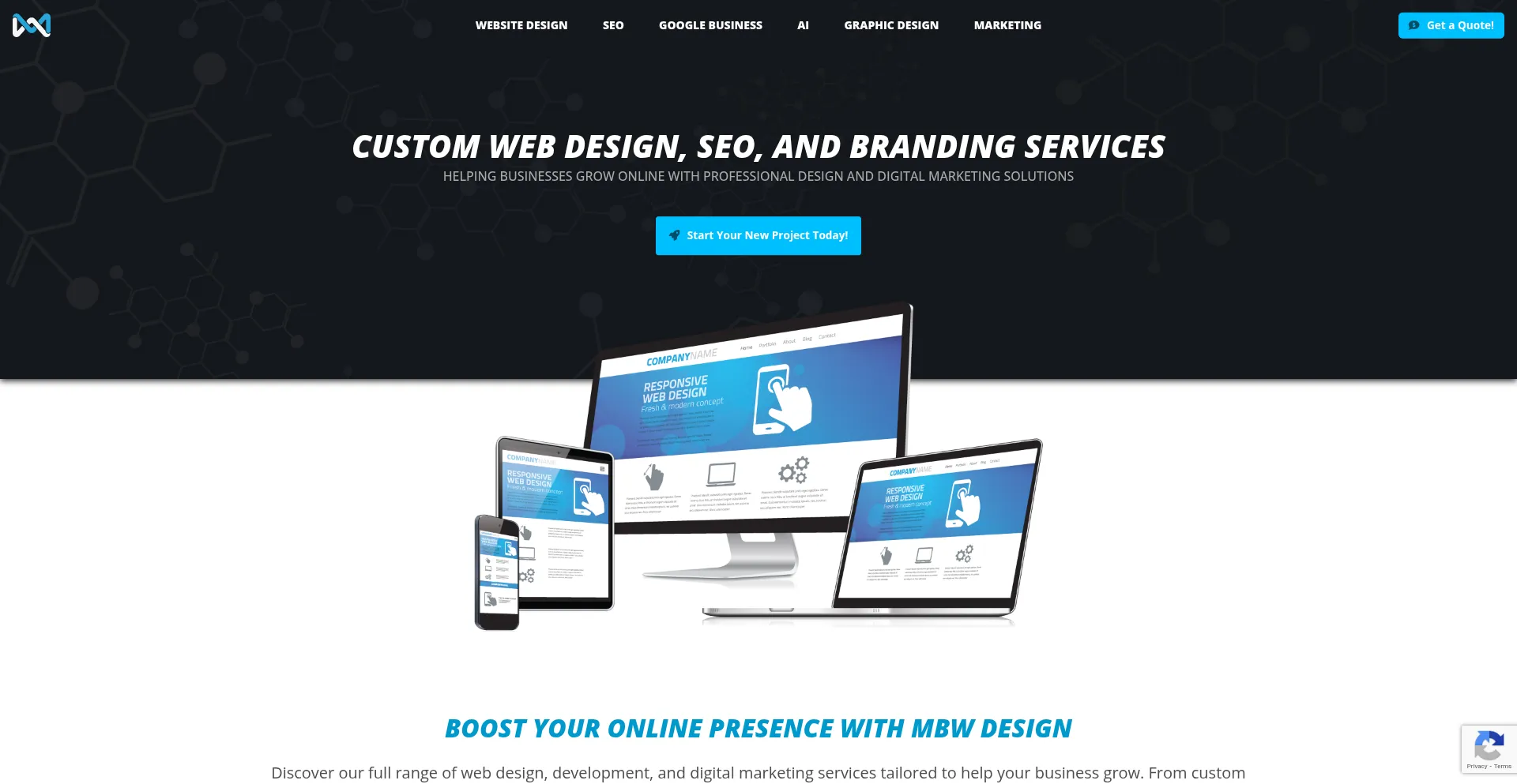 Website screenshot of Mbwdesign.com