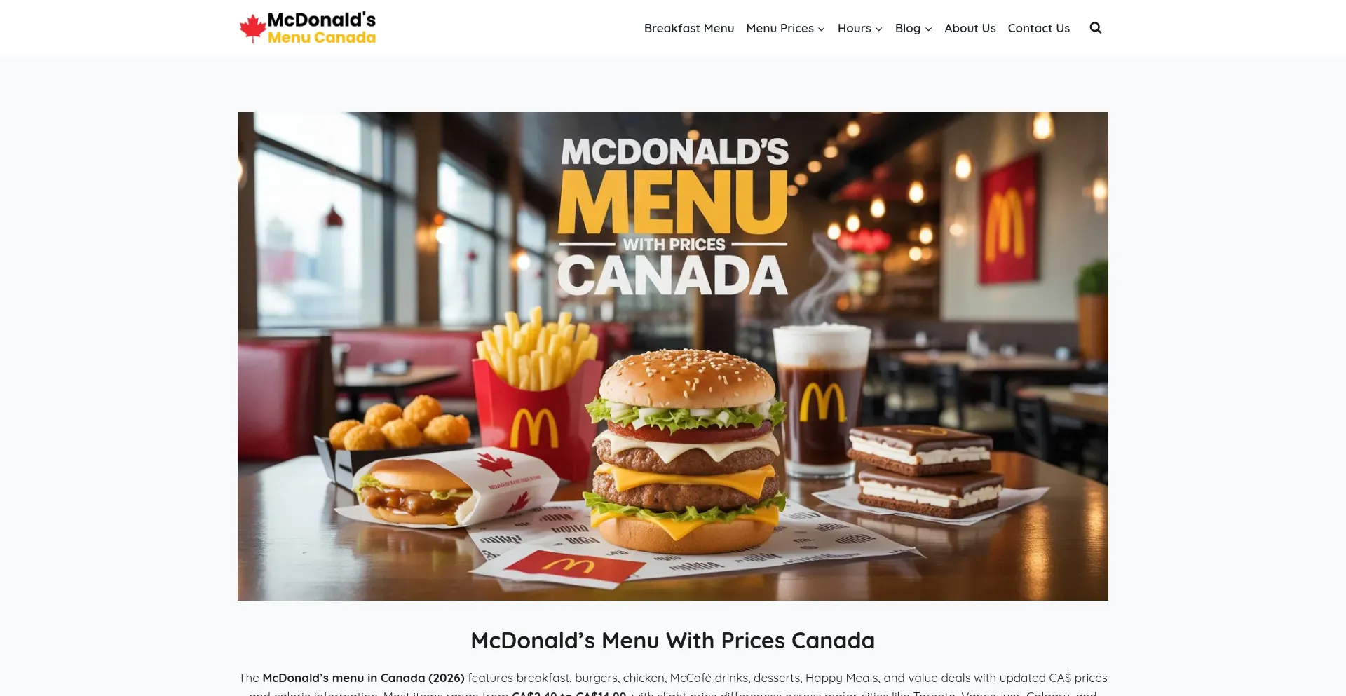 Mcdonaldmenuca.com