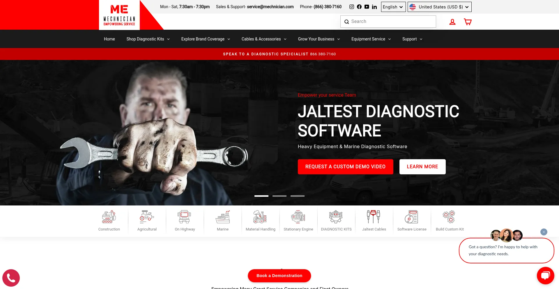 Website screenshot of Mechnician.com