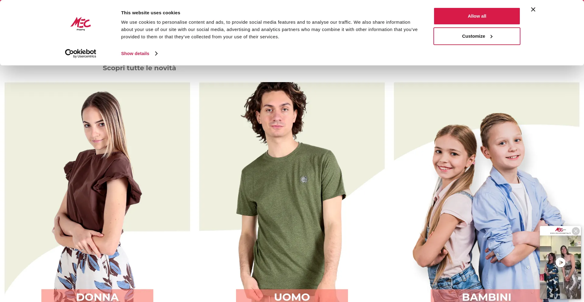 Website screenshot of Mecshopping.it