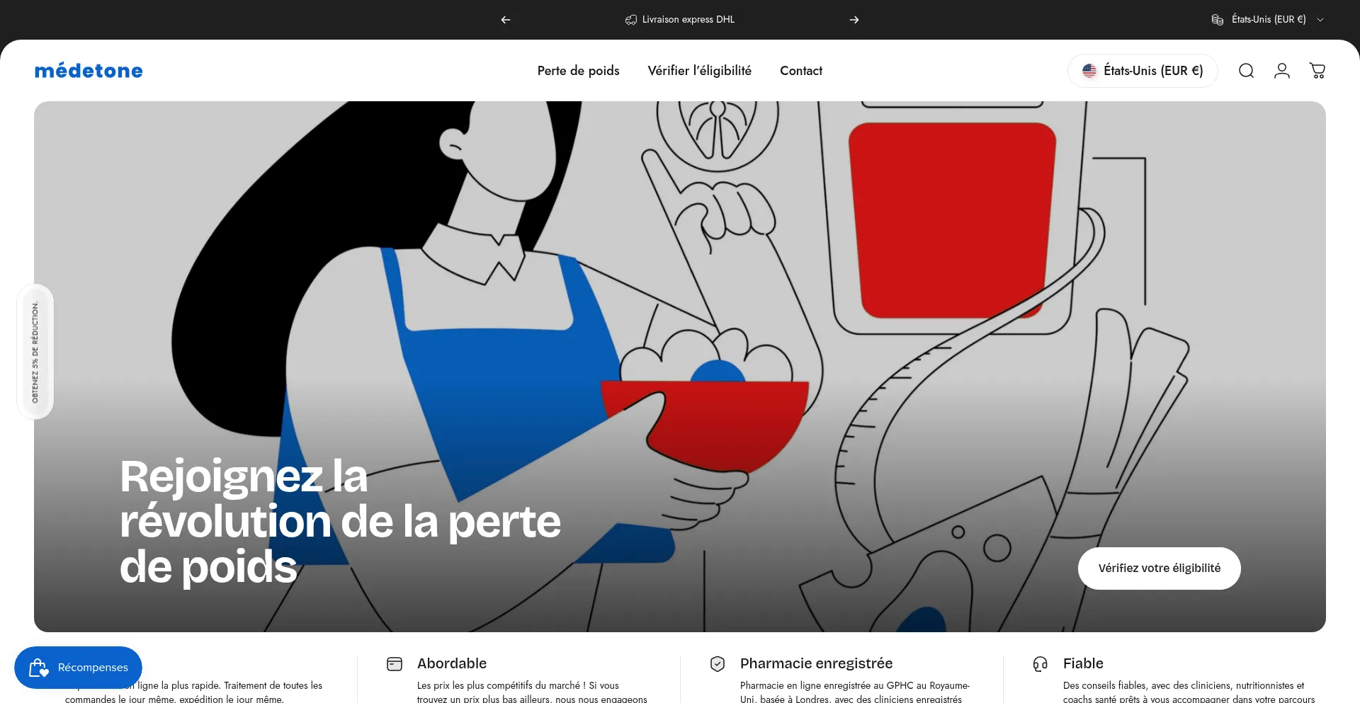 Website screenshot of Medetone.com